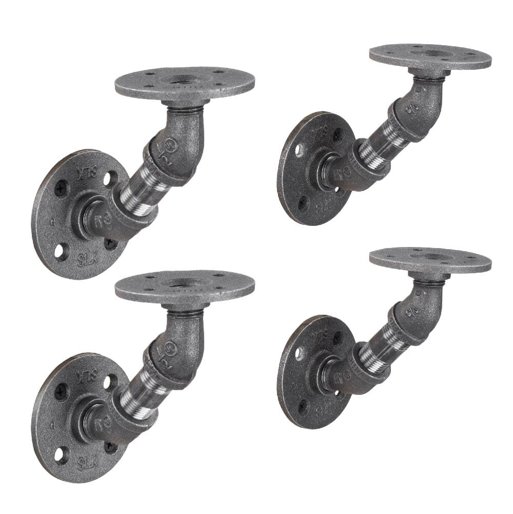 1/2 in. x 2 in. Double Flange Angled Bracket Kit, 4 Pack PIPE DECOR