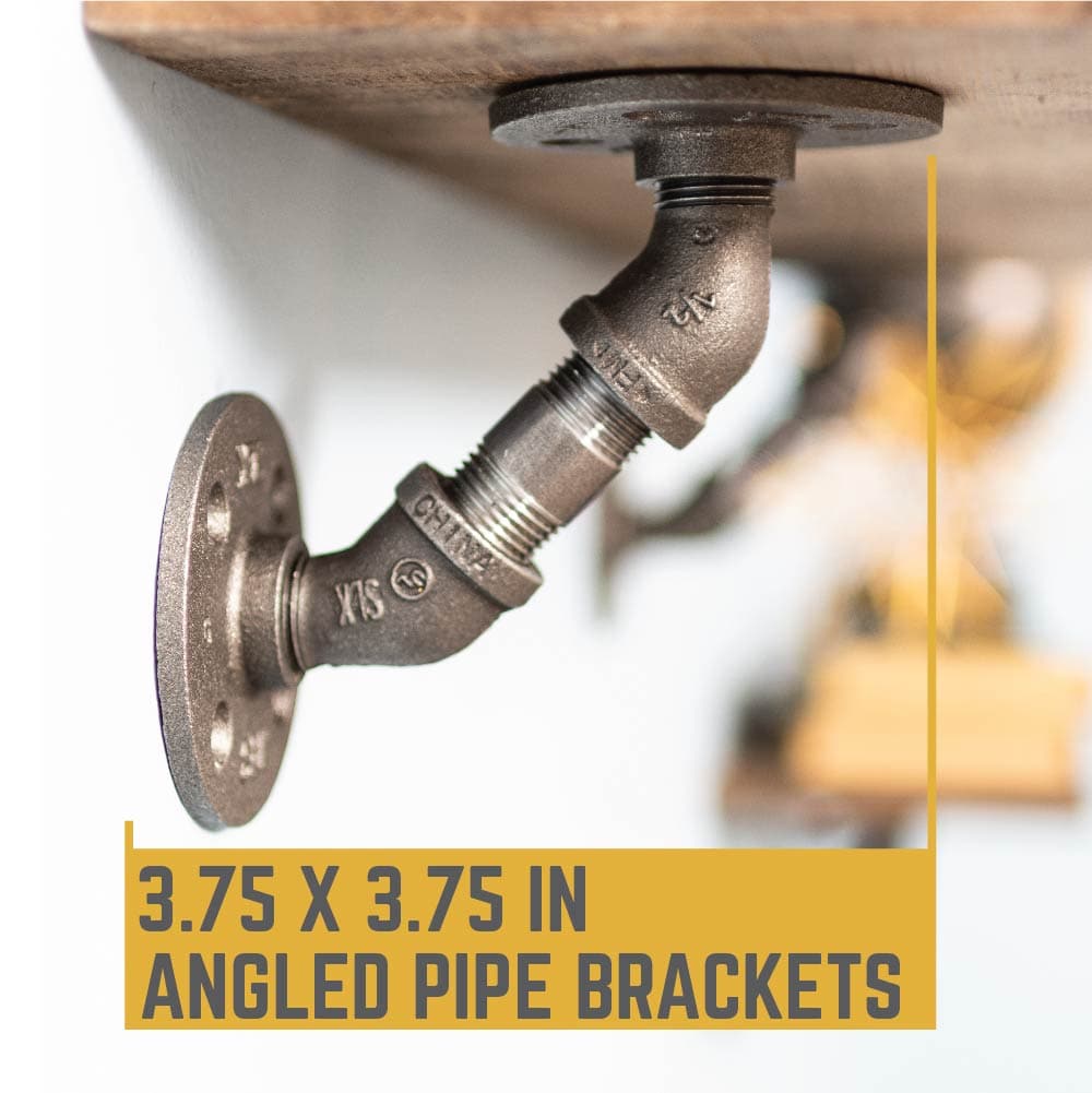 1/2 in. x 2 in. Double Flange Angled Bracket Kit, 4 Pack PIPE DECOR