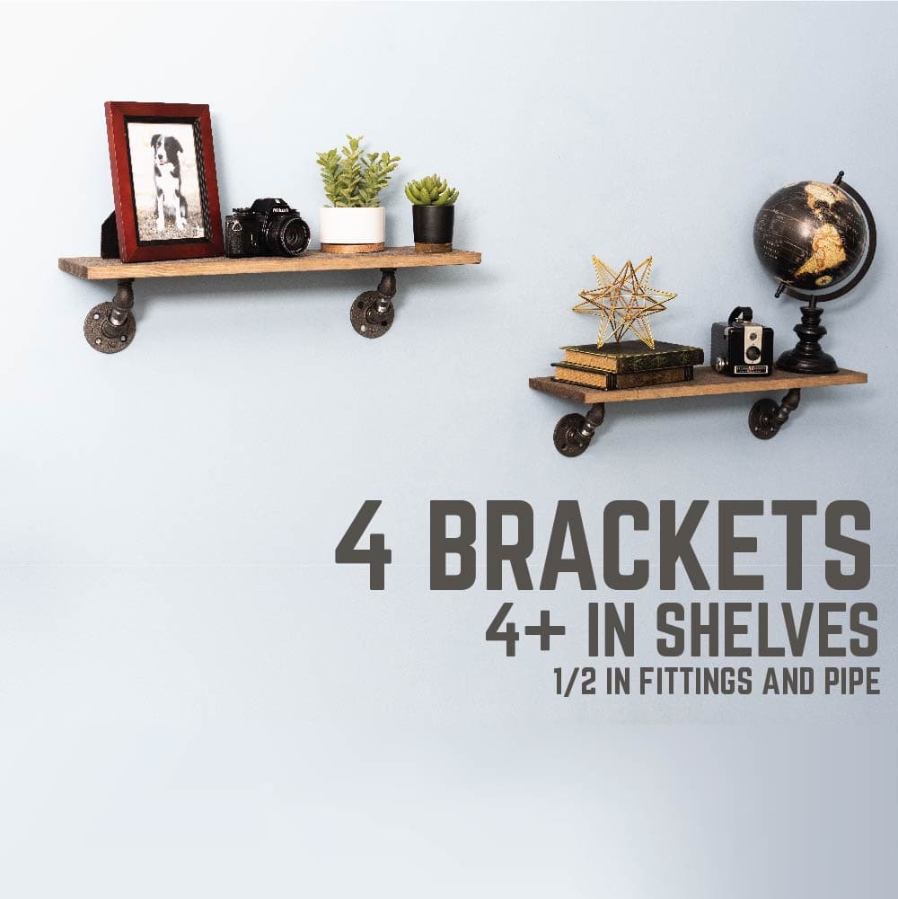 1/2 in. x 2 in. Double Flange Angled Bracket Kit, 4 Pack PIPE DECOR