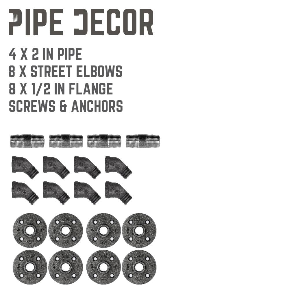1/2 in. x 2 in. Double Flange Angled Bracket Kit, 4 Pack PIPE DECOR