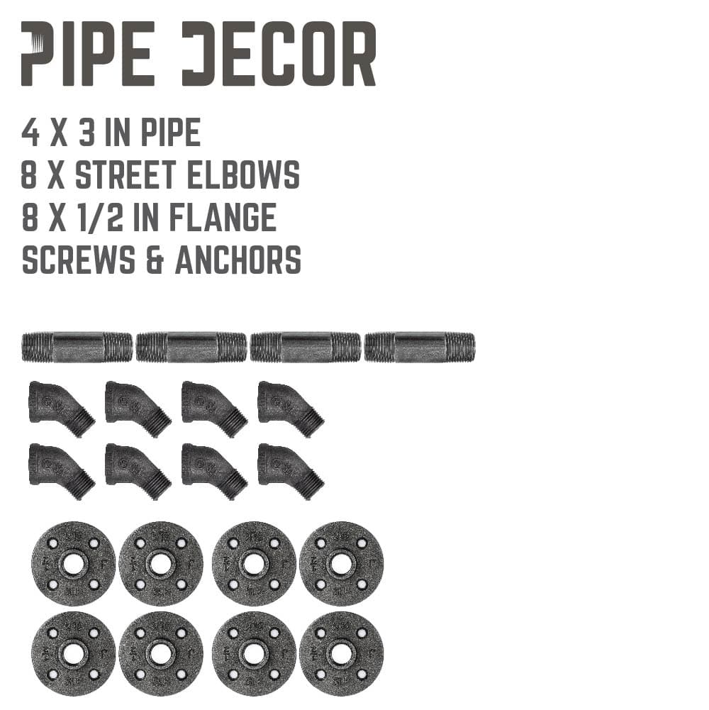 1/2 in. x 3 in. Double Flange Angled Bracket Kit, 4 Pack PIPE DECOR