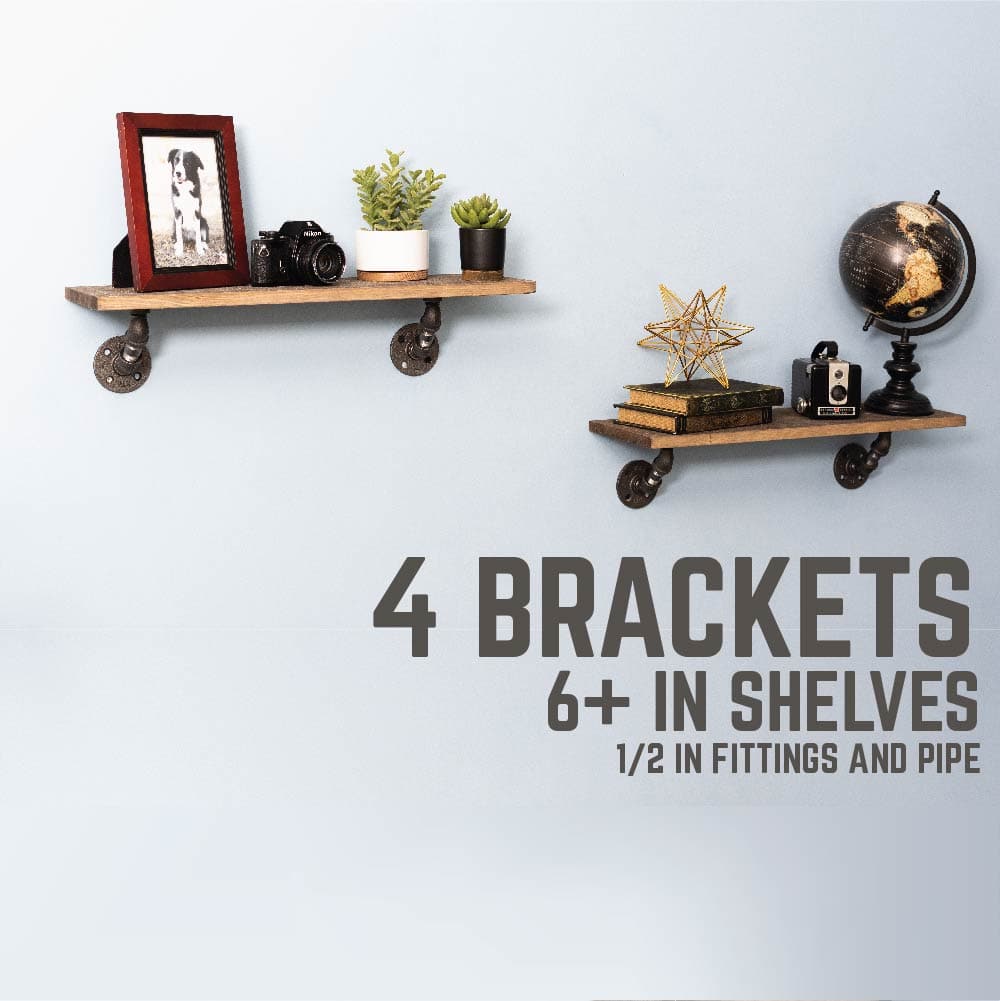 1/2 in. x 4 in. Double Flange Angled Bracket Kit, 4 Pack PIPE DECOR