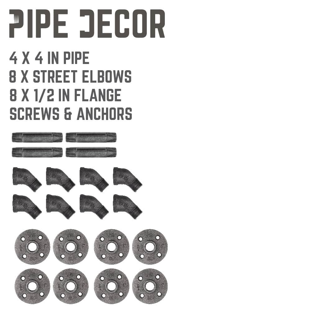 1/2 in. x 4 in. Double Flange Angled Bracket Kit, 4 Pack PIPE DECOR