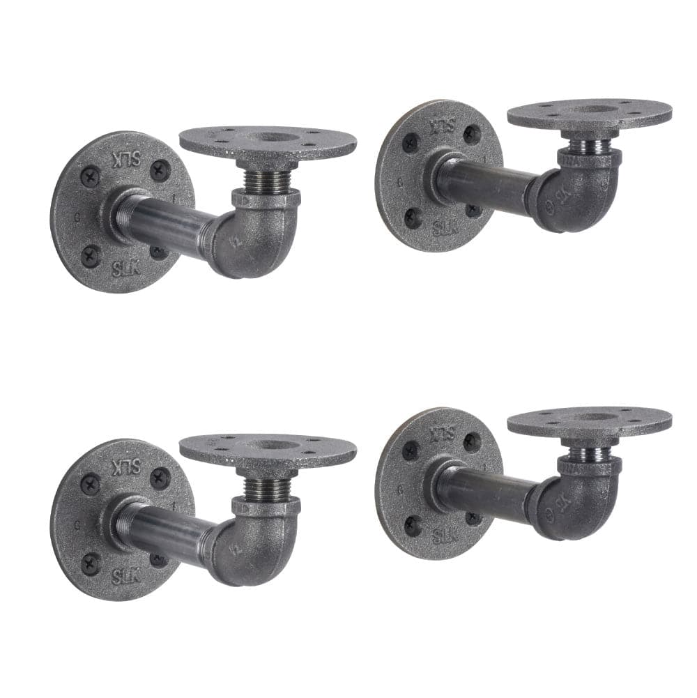 1/2 in. x 4 in. Double Flange Shelf Bracket, 4 Pack PIPE DECOR