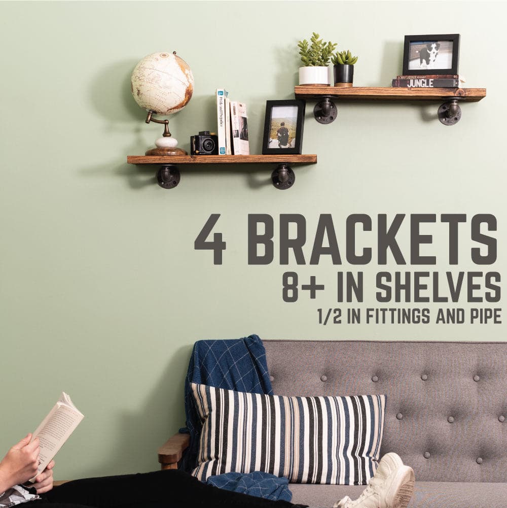 1/2 in. x 4 in. Double Flange Shelf Bracket, 4 Pack PIPE DECOR