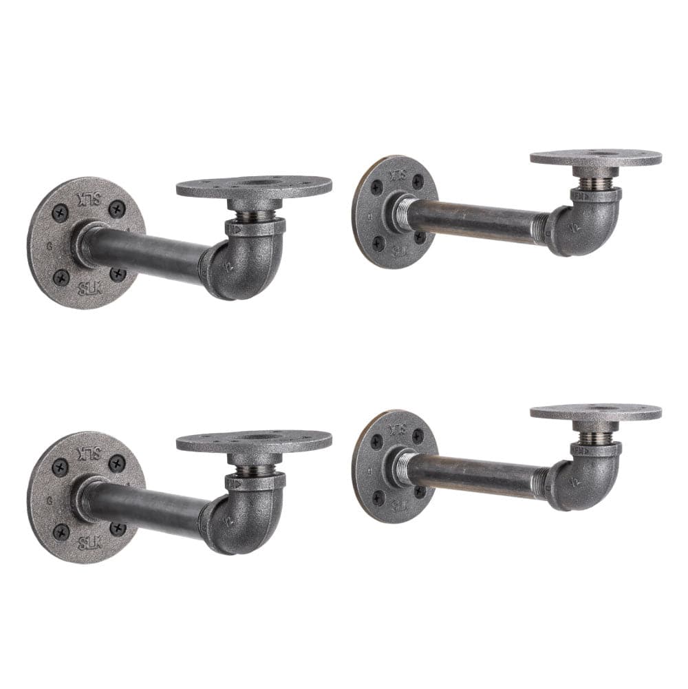 1/2 in. x 6 in. Double Flange Shelf Bracket, 4 Pack PIPE DECOR