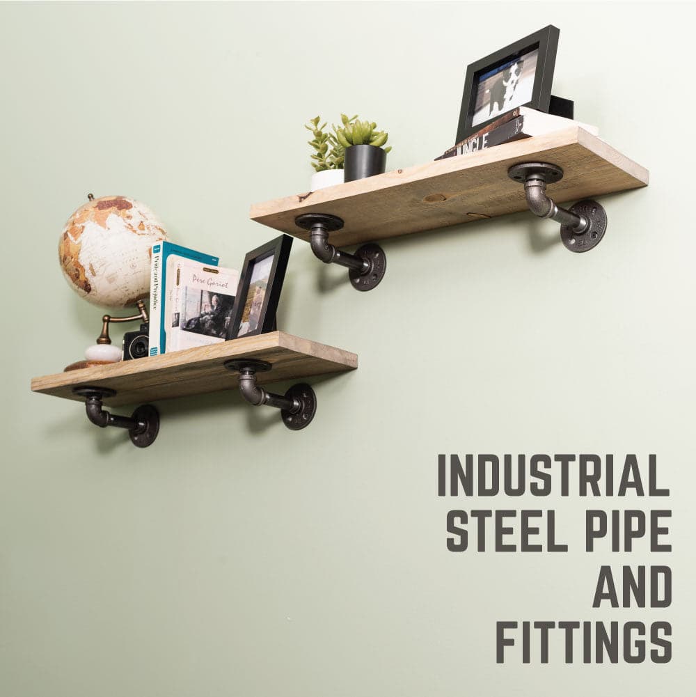 1/2 in. x 6 in. Double Flange Shelf Bracket, 4 Pack PIPE DECOR