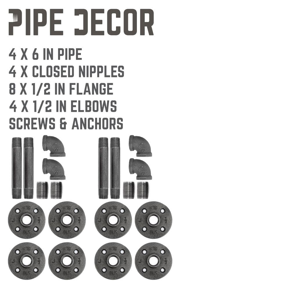 1/2 in. x 6 in. Double Flange Shelf Bracket, 4 Pack PIPE DECOR