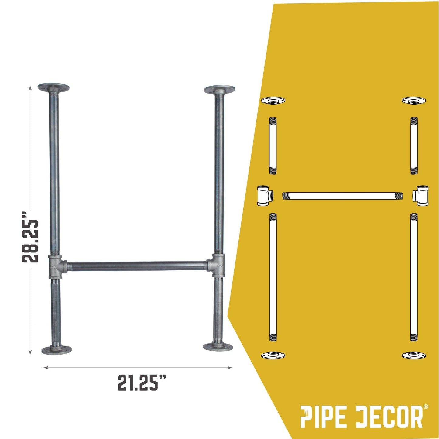 3/4 in. H Pipe Desk Legs - 2 Pack