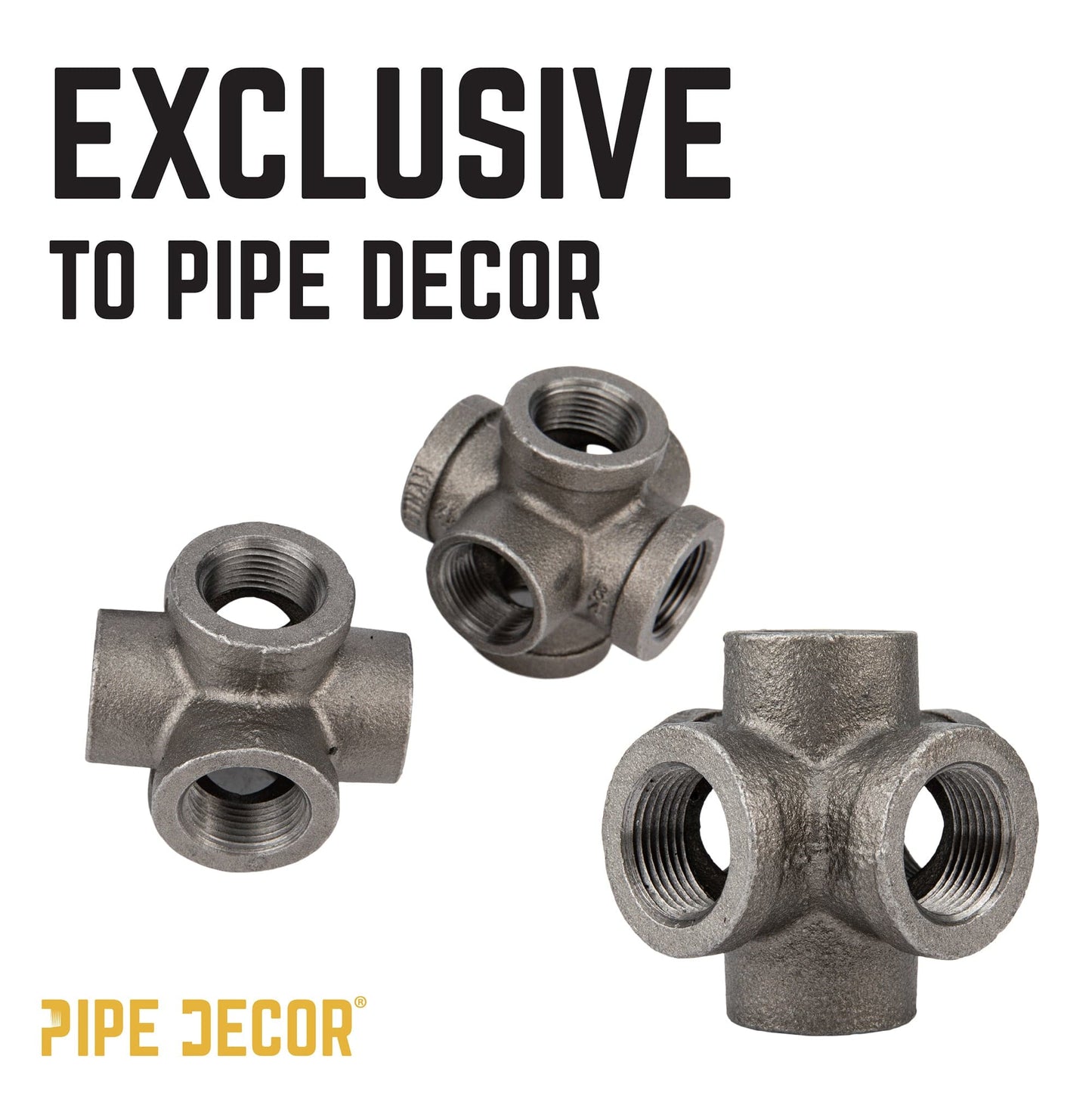 1 in. Black 6-Way Fitting