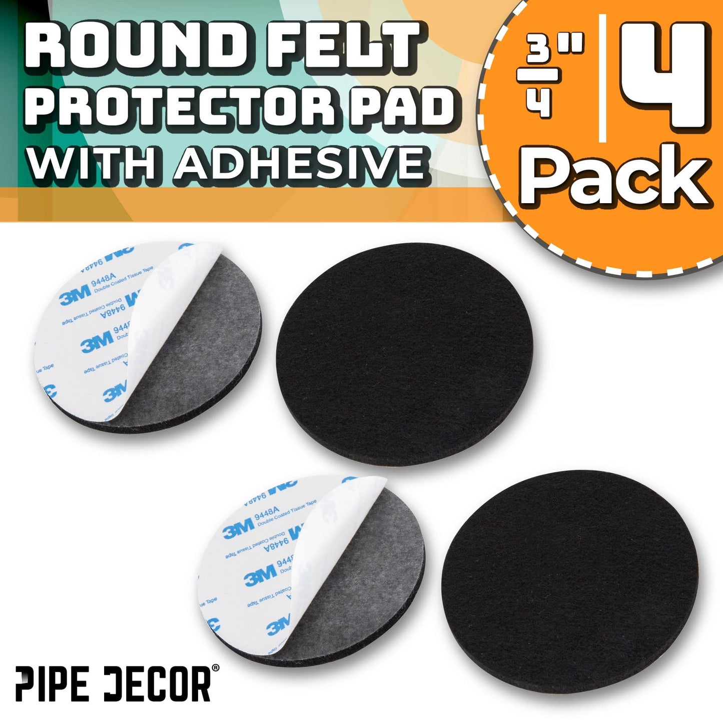 Heavy Duty Round Felt Pad for 3/4 in. Pipe Floor Flange, 3 in. Diameter (4-Pack)