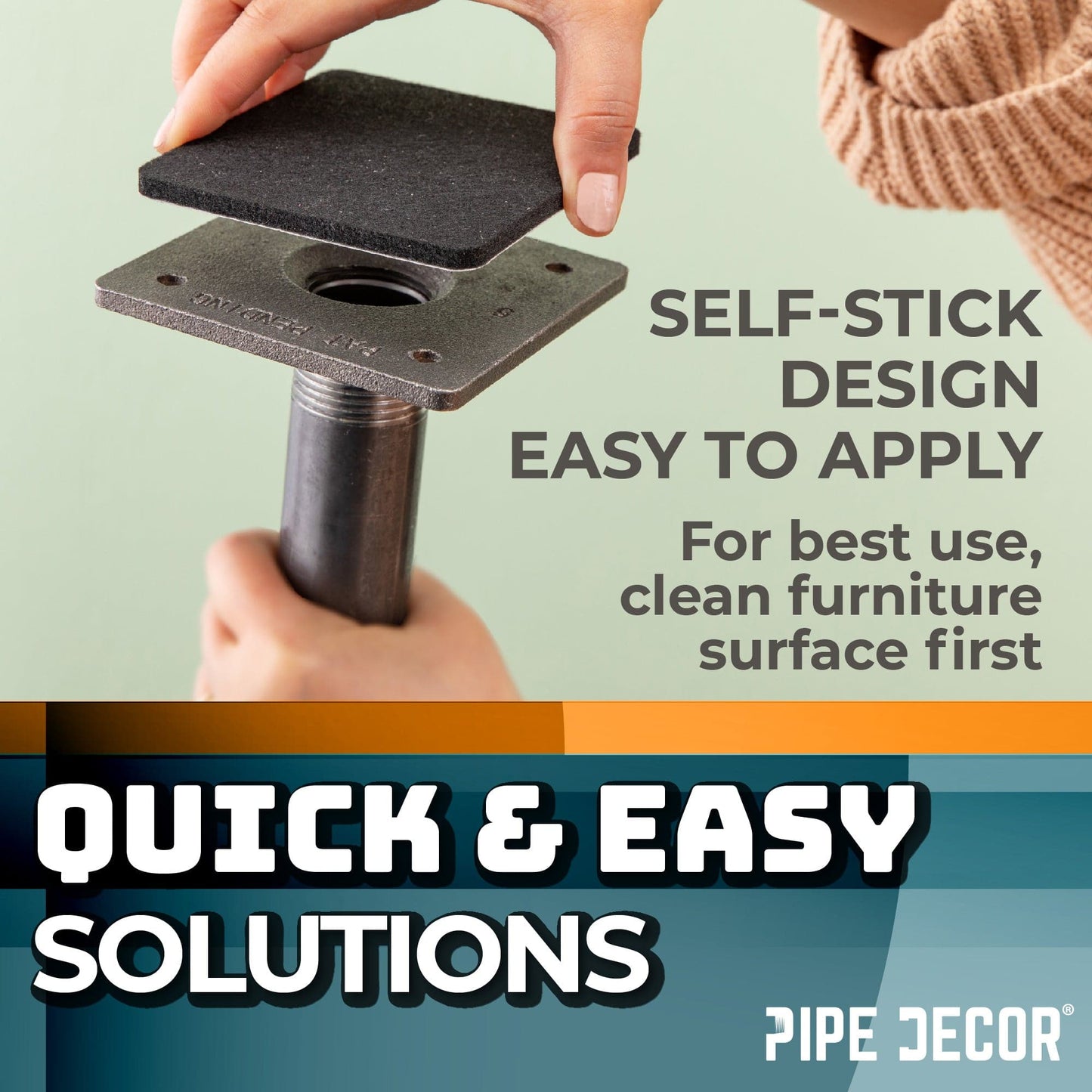 Heavy Duty Square Felt Pad for 1/2 in. Pipe Floor Flange, 2.75 in. x 2.75 in. (4-Pack)