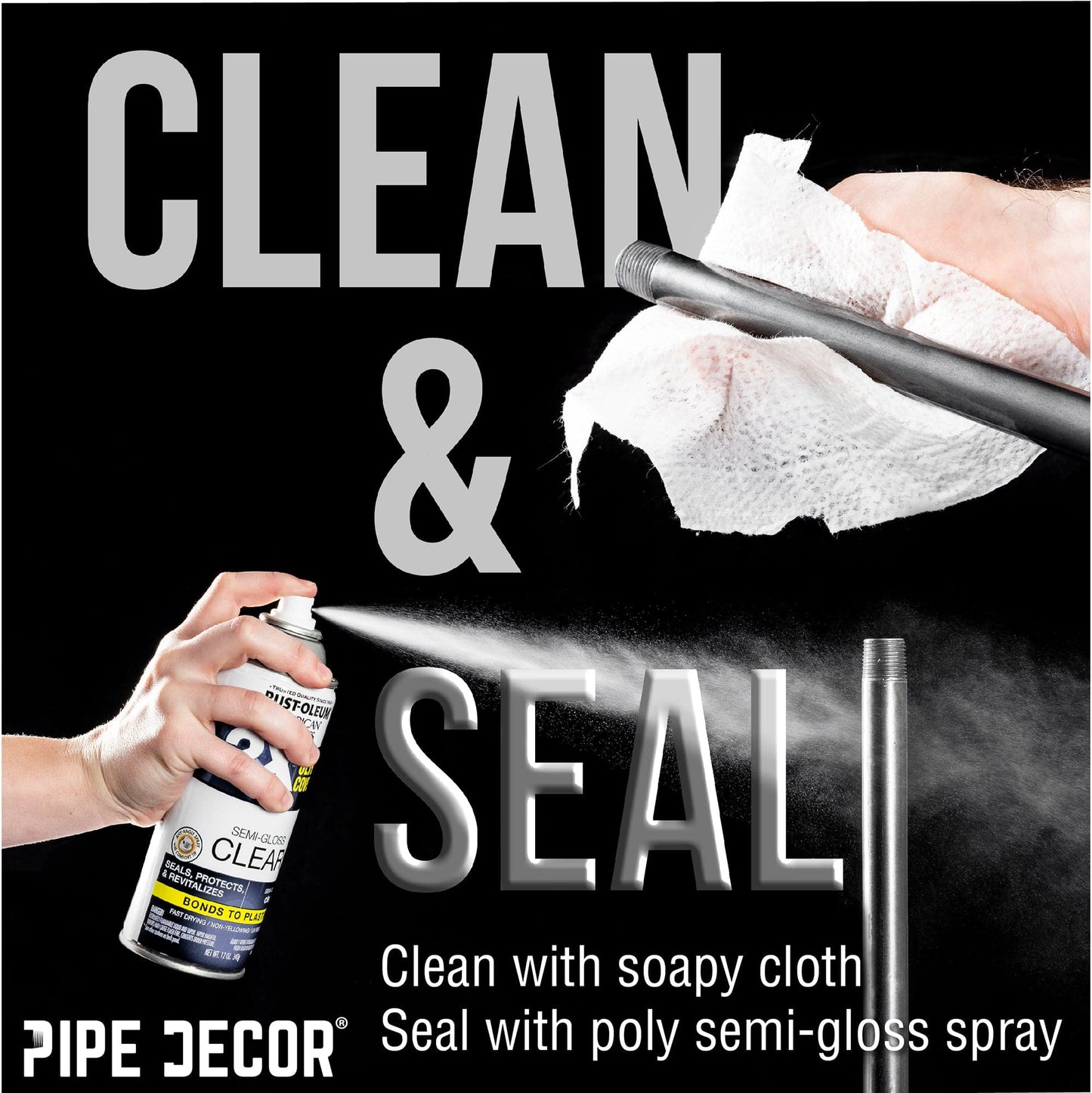 1/2 in. Black Square Floor Flange PIPE DECOR