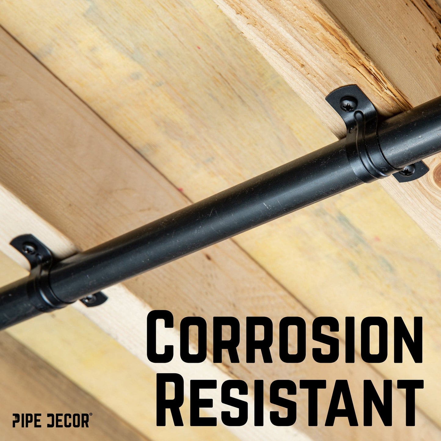 Black Steel U-shaped Pipe Straps for ½” Pipe