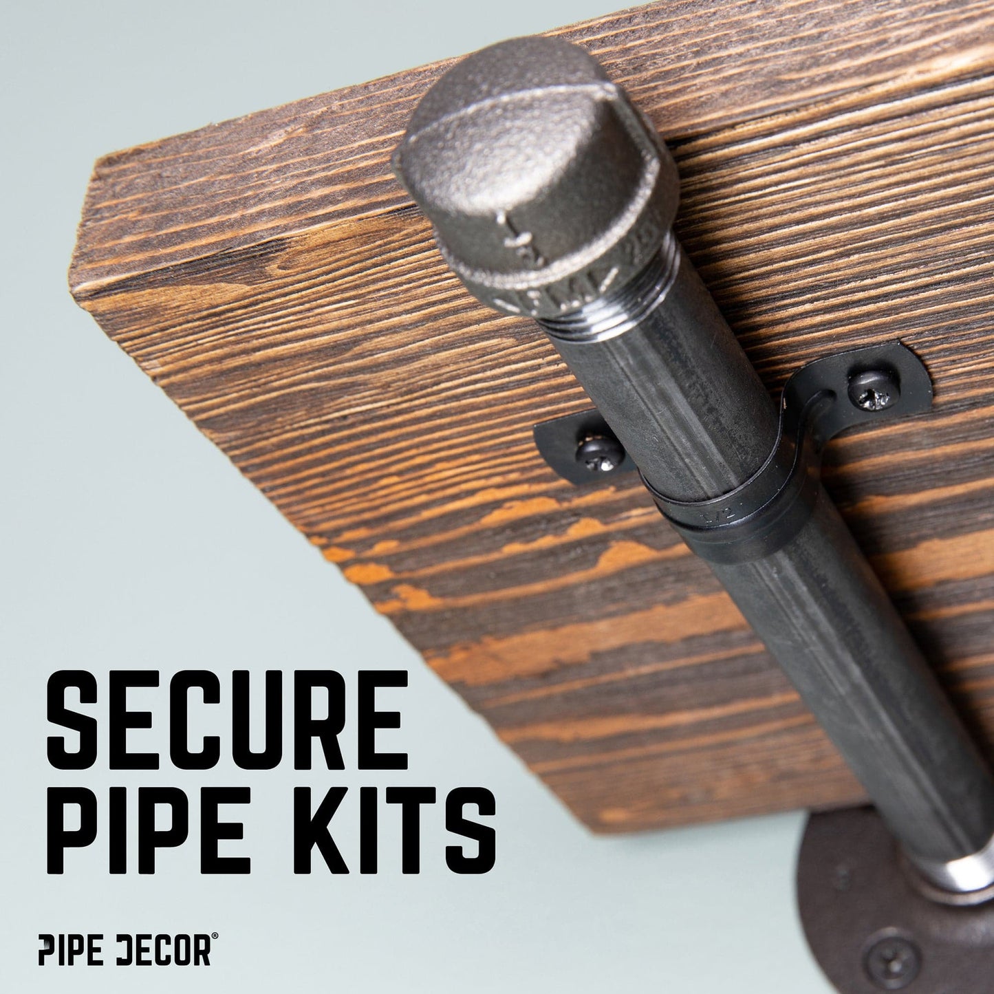Black Steel U-shaped Pipe Straps for ½” Pipe