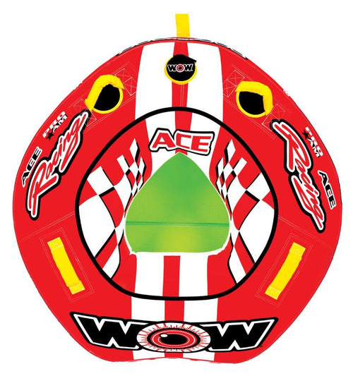 WOW Sports 1 Person Towable Water Tube - Ace Racing Starter Kit w 12V Pump & 1K Tow Rope Jupiter Gear
