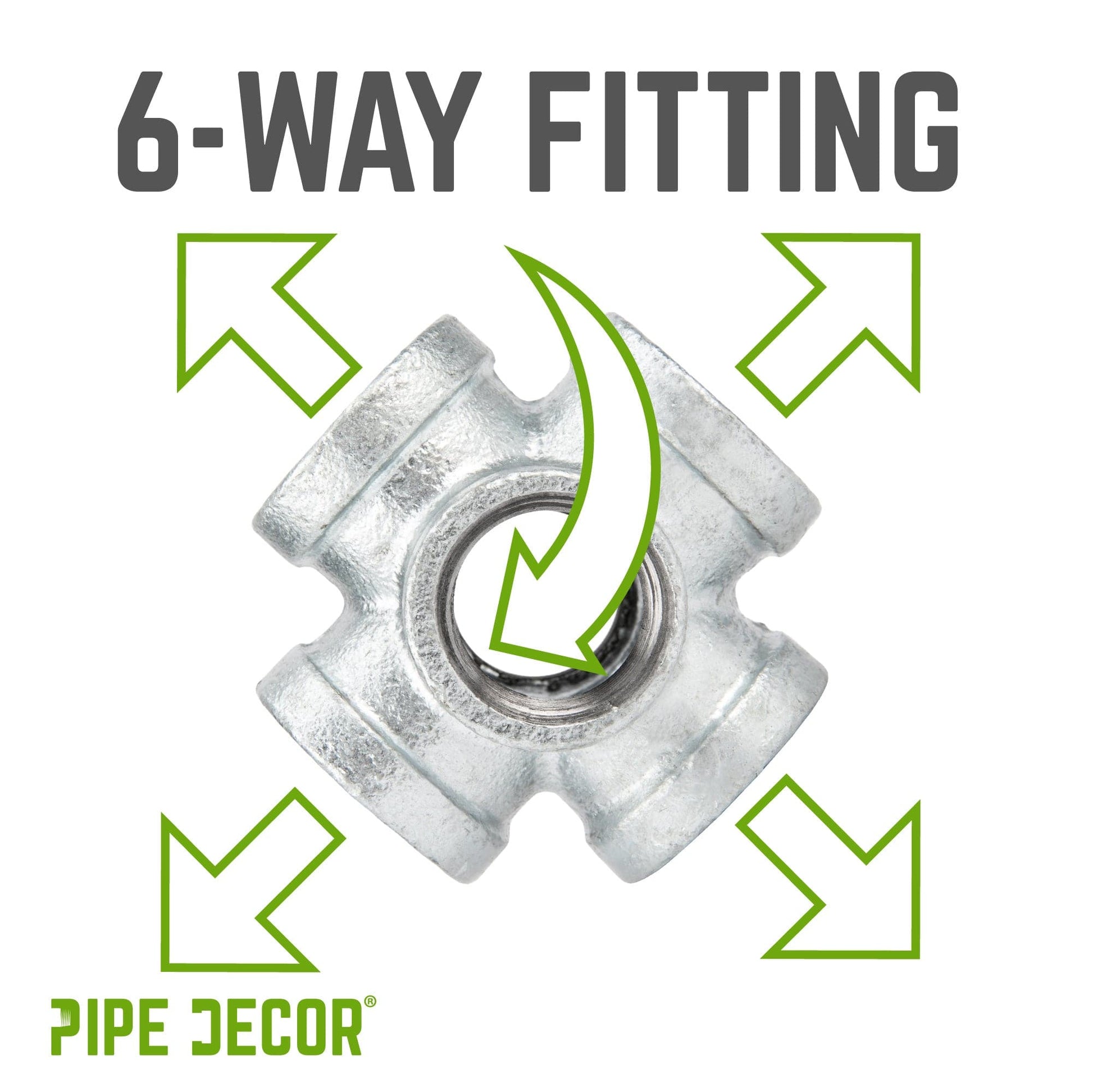 1/2 in. Galvanized 6-Way Fitting PIPE DECOR