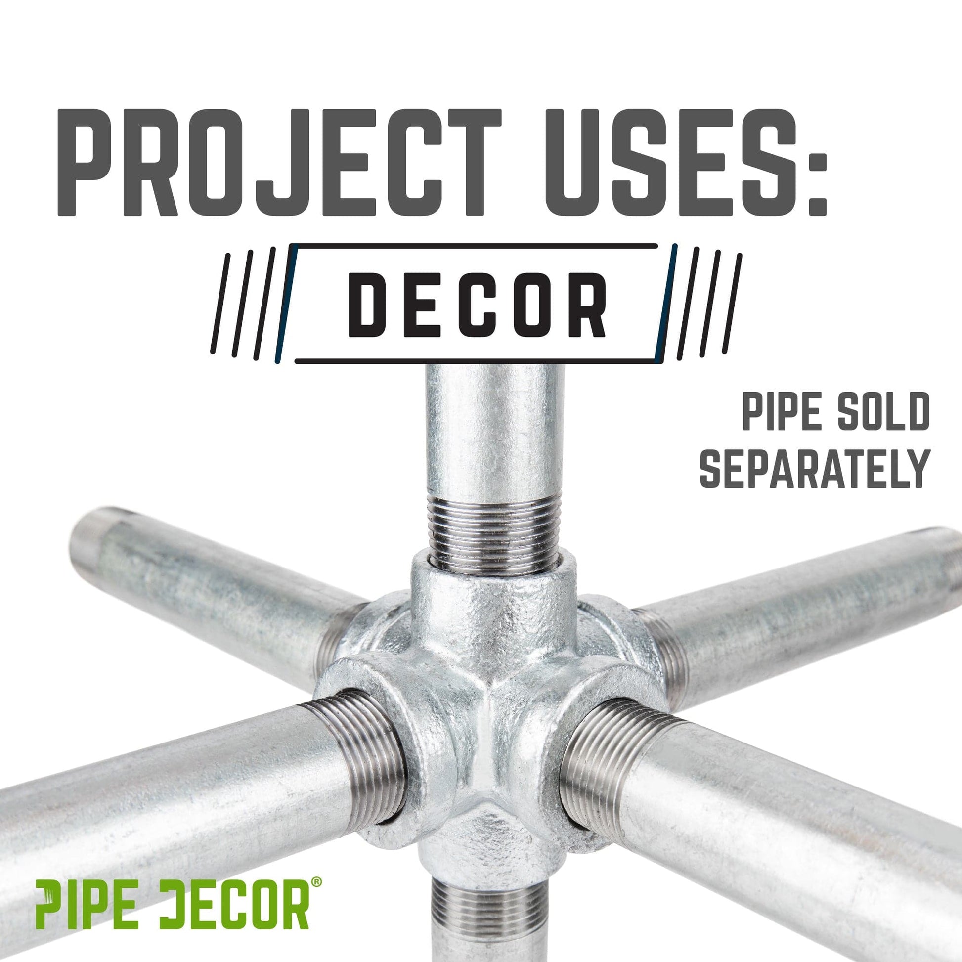 1/2 in. Galvanized 6-Way Fitting PIPE DECOR