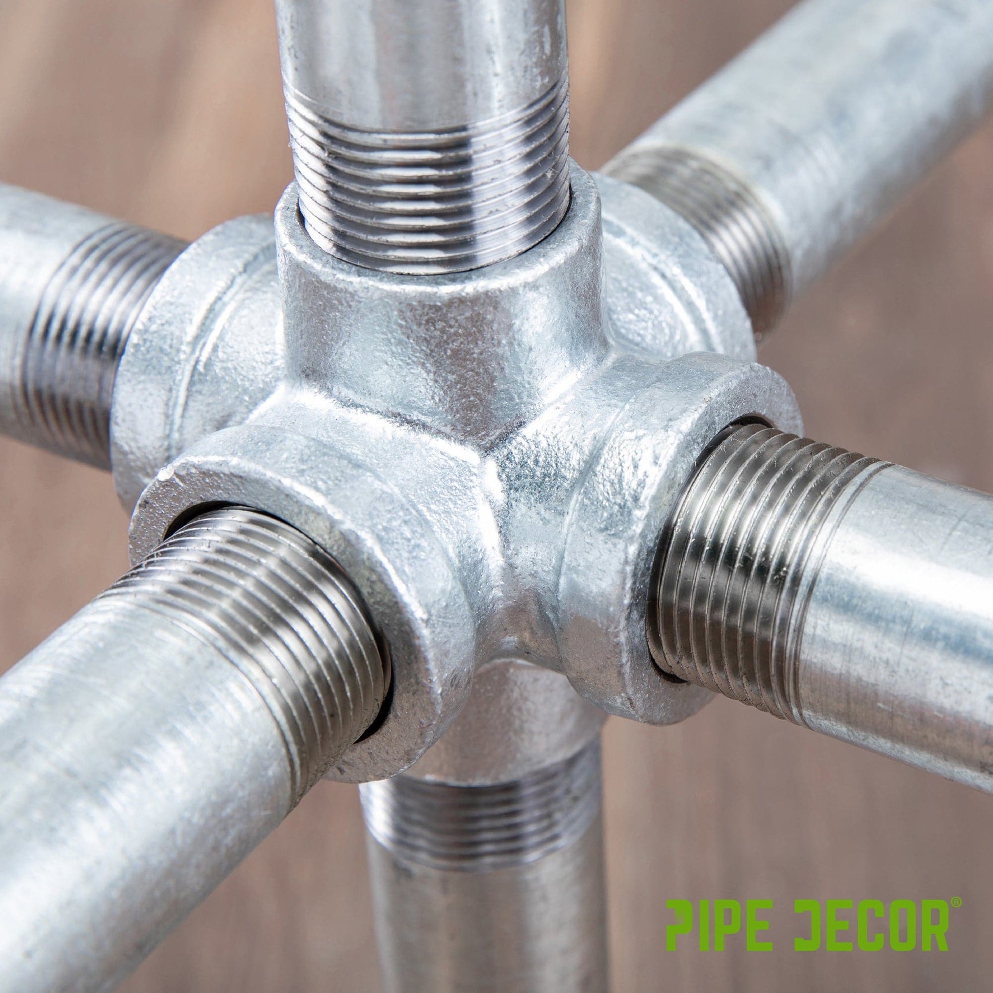 1/2 in. Galvanized 6-Way Fitting PIPE DECOR
