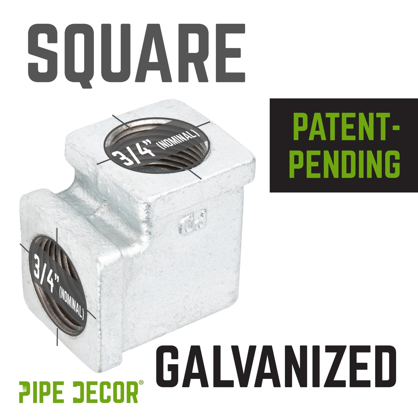 3/4 in. Galvanized Square 90 Degree Elbow