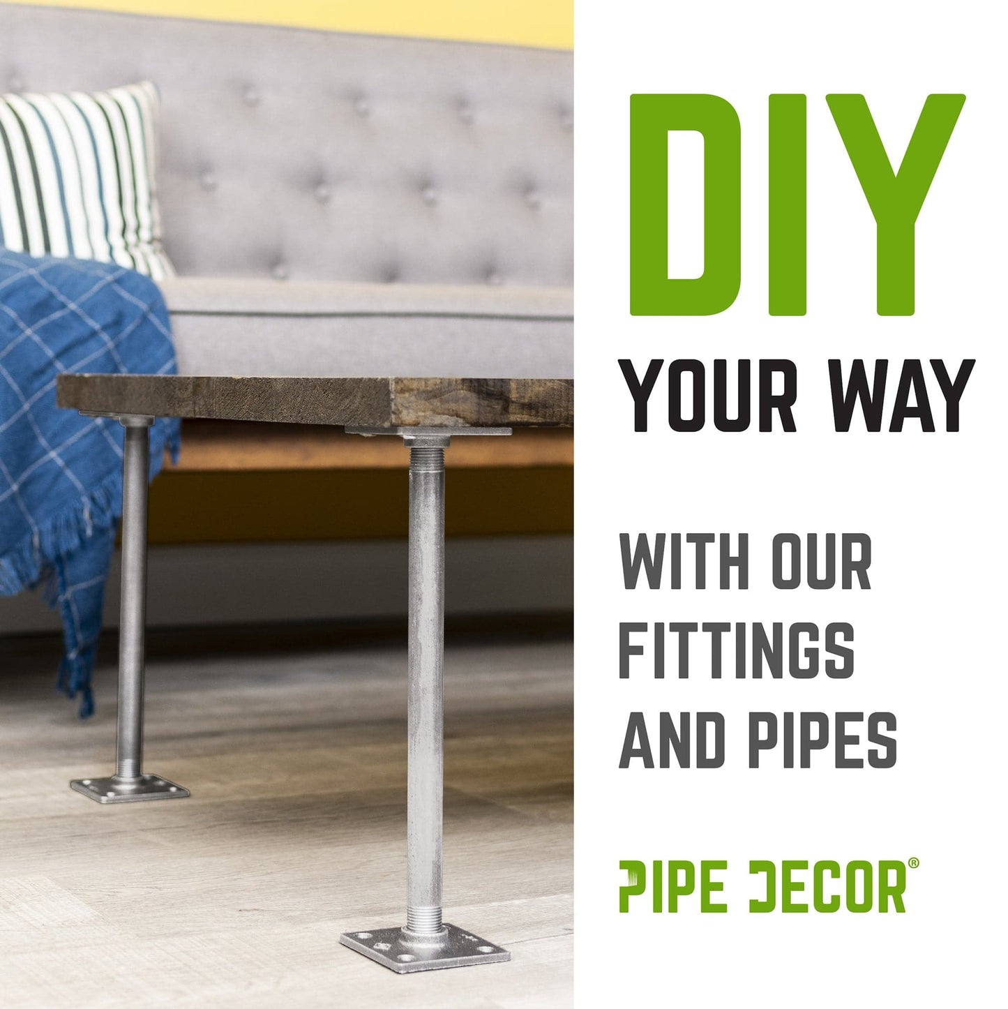 1/2 in. Galvanized Square Floor Flange PIPE DECOR