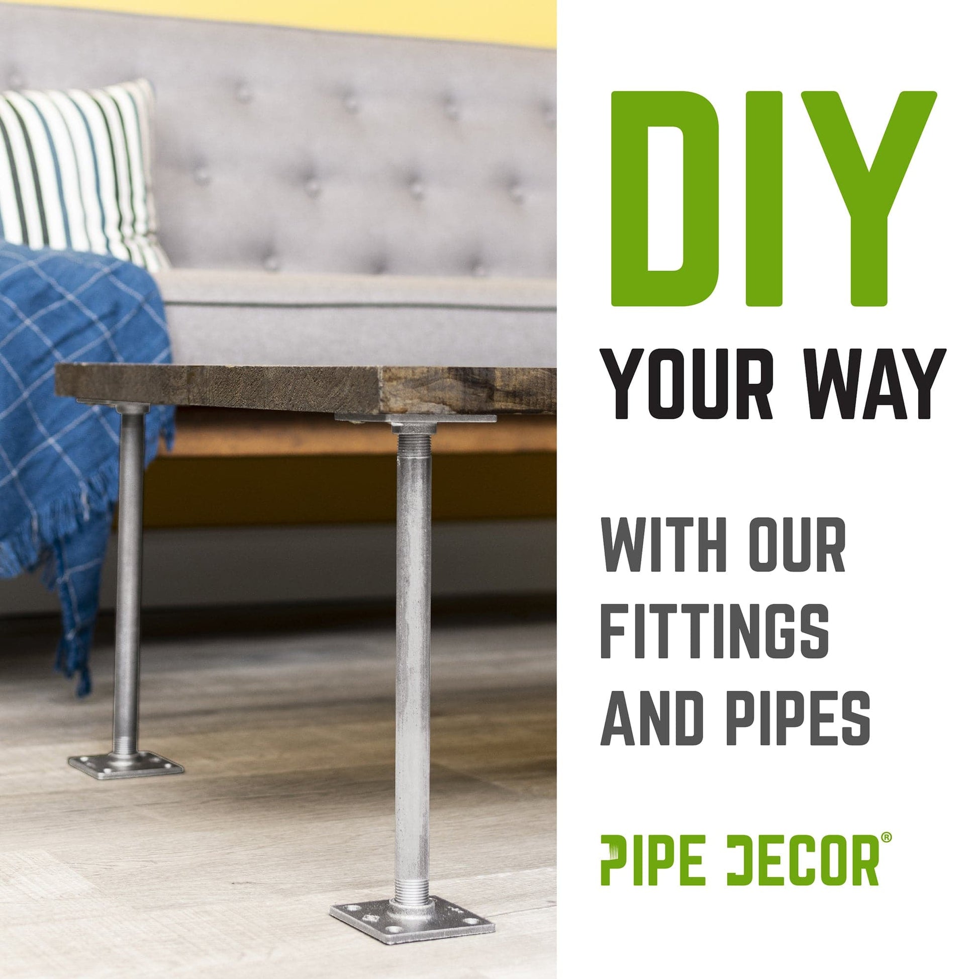 1/2 in. Galvanized Square Floor Flange PIPE DECOR