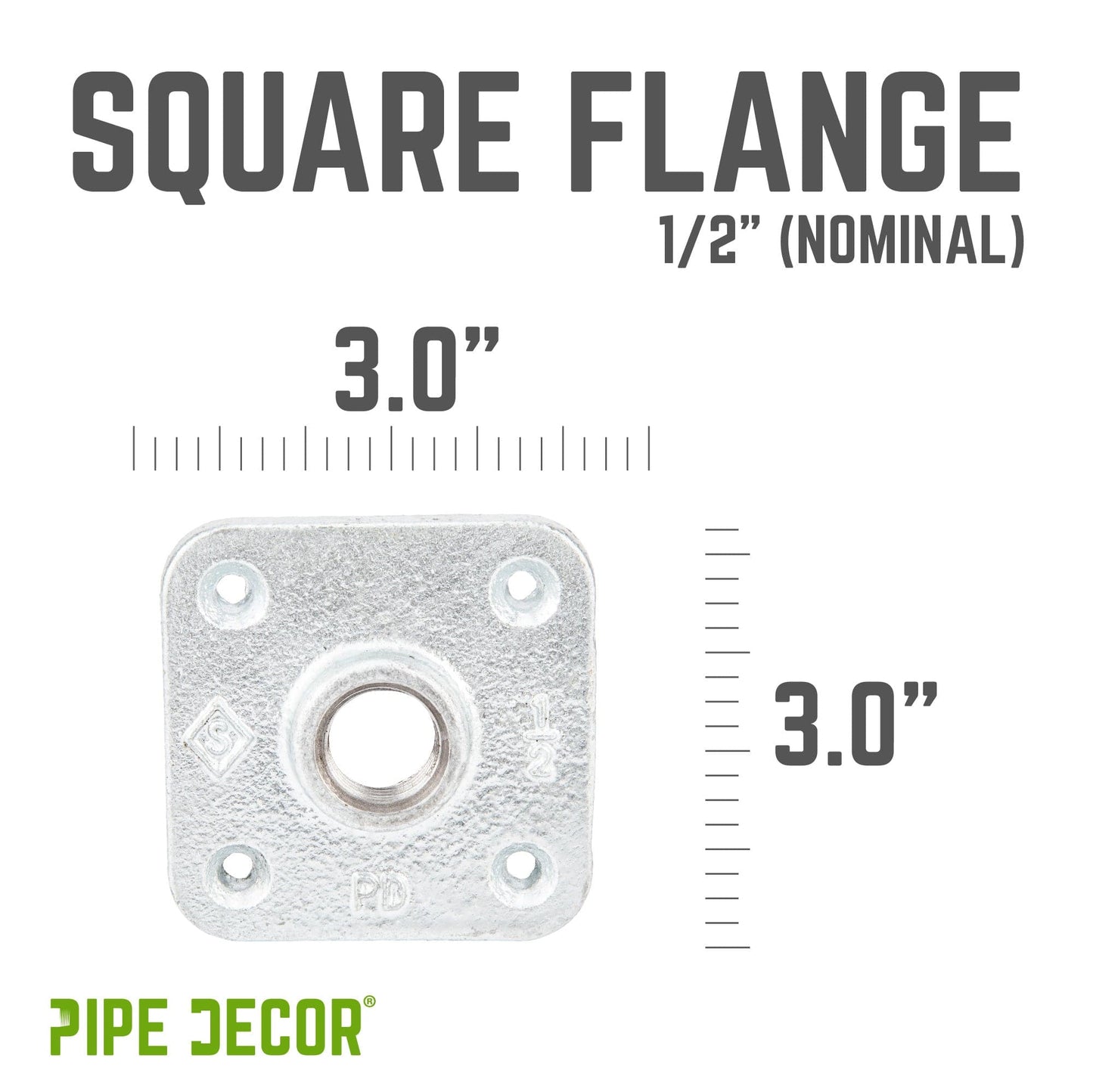 1/2 in. Galvanized Square Floor Flange PIPE DECOR