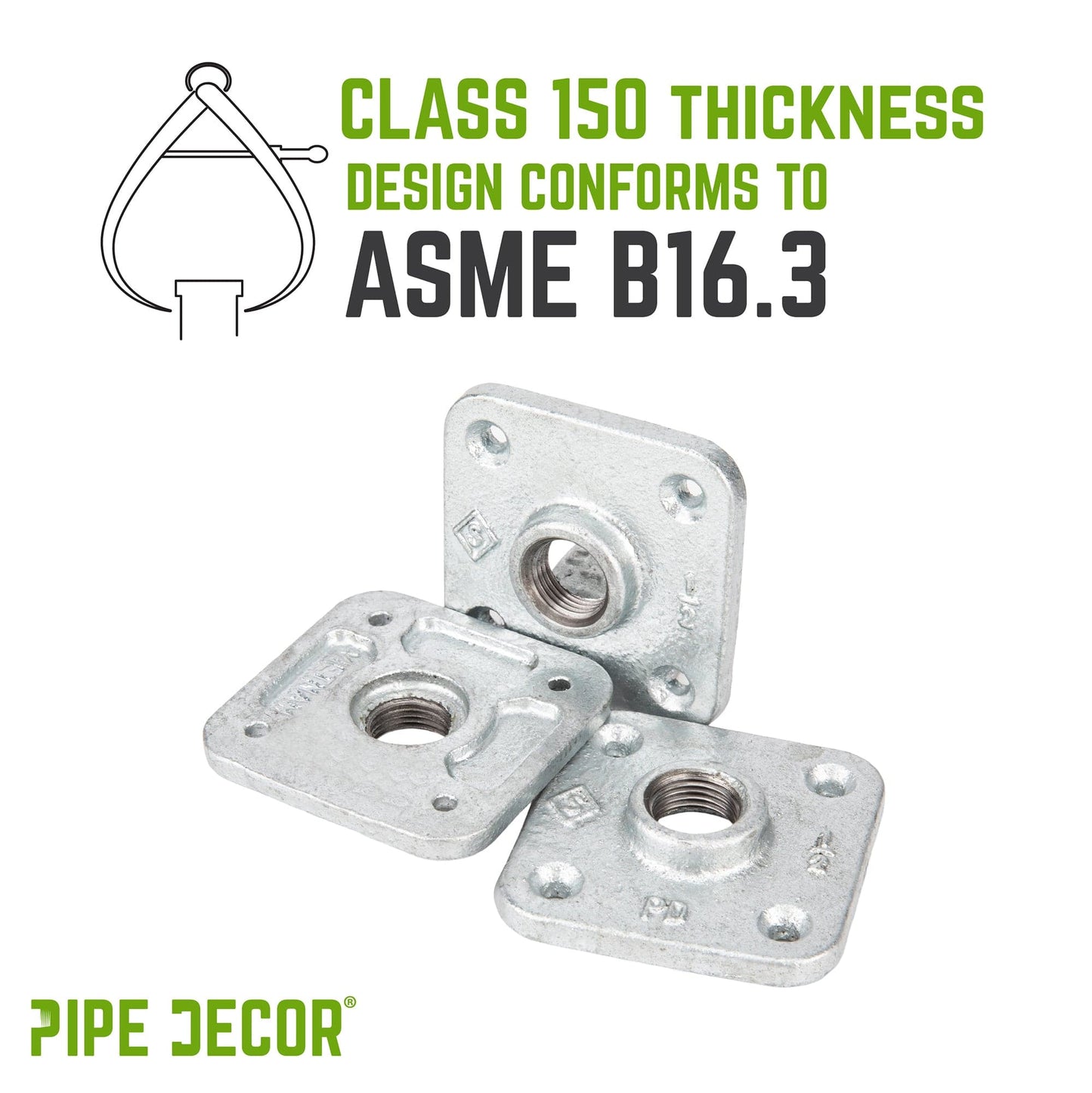 1/2 in. Galvanized Square Floor Flange PIPE DECOR