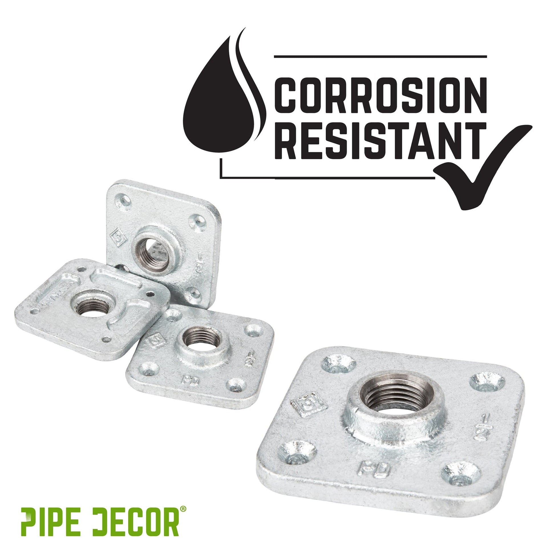 1/2 in. Galvanized Square Floor Flange PIPE DECOR