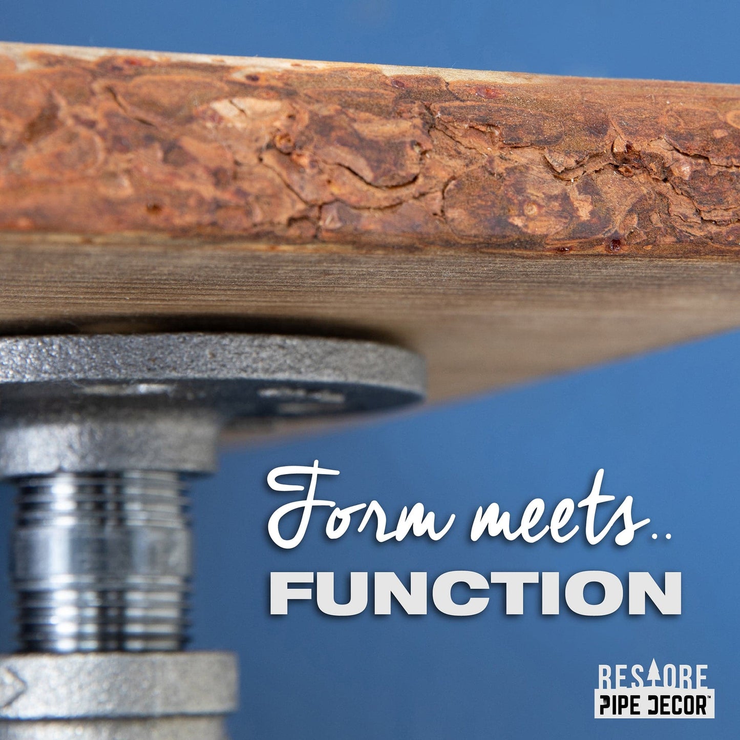 36” Riverstone Grey Live Edge Wood Shelf with L-Shaped Pipe Brackets (2-Pack)