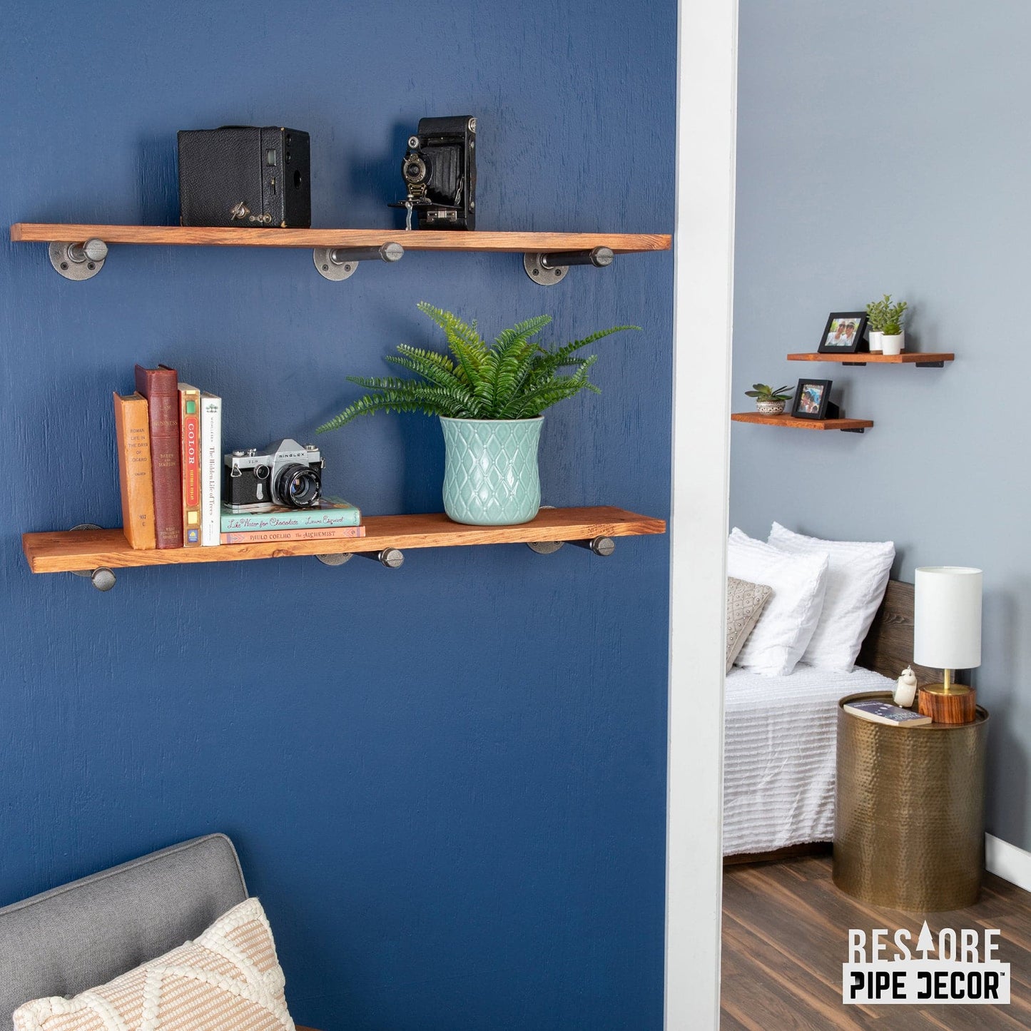 RESTORE Sunset Cedar 36 in. Shelves with Straight Brackets