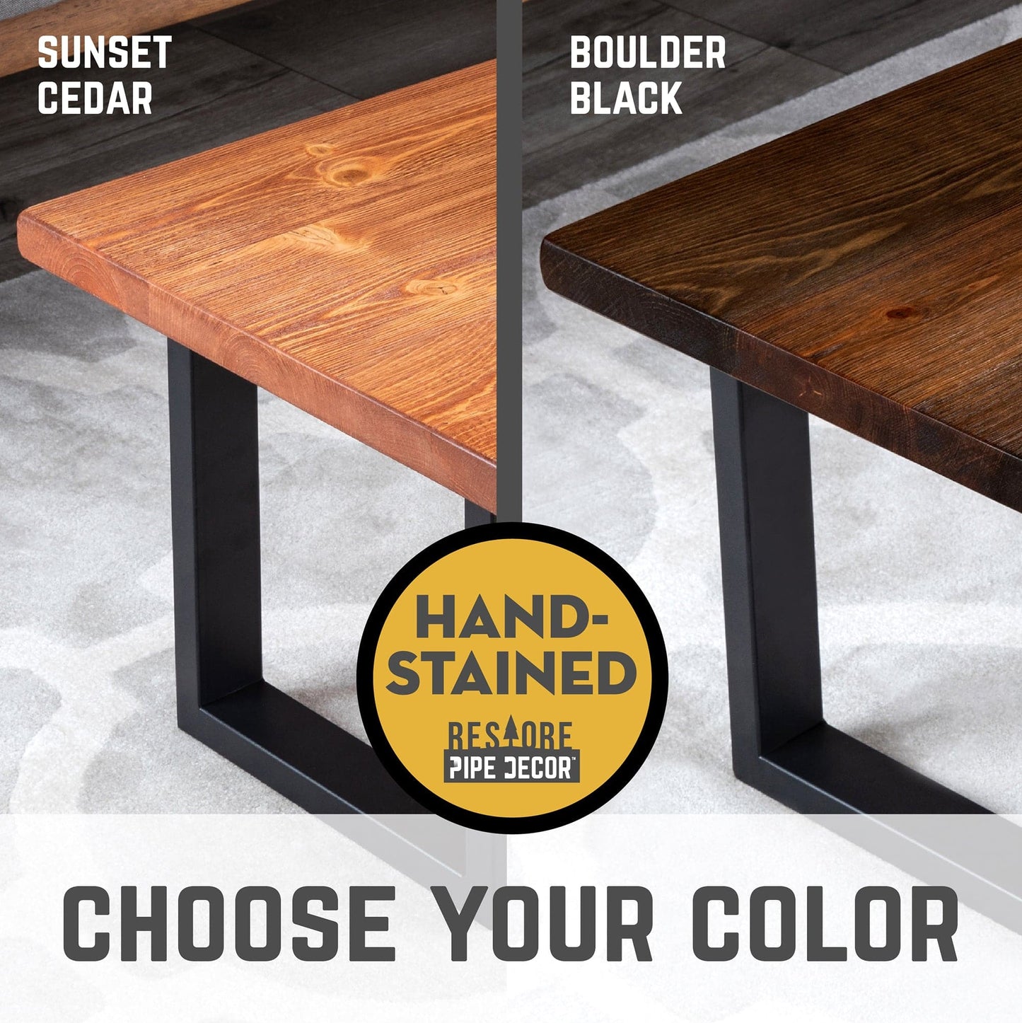 Skyline Sunset Cedar Solid Wood Coffee Table with 18 in. Landscape Legs