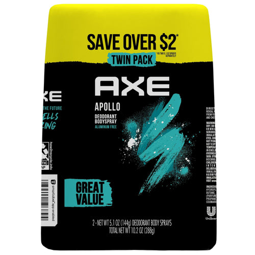 Axe Deodorant Body Spray for Men Apollo Sage & Cedarwood, 5.1 oz Twin EasyOptionXY LLC