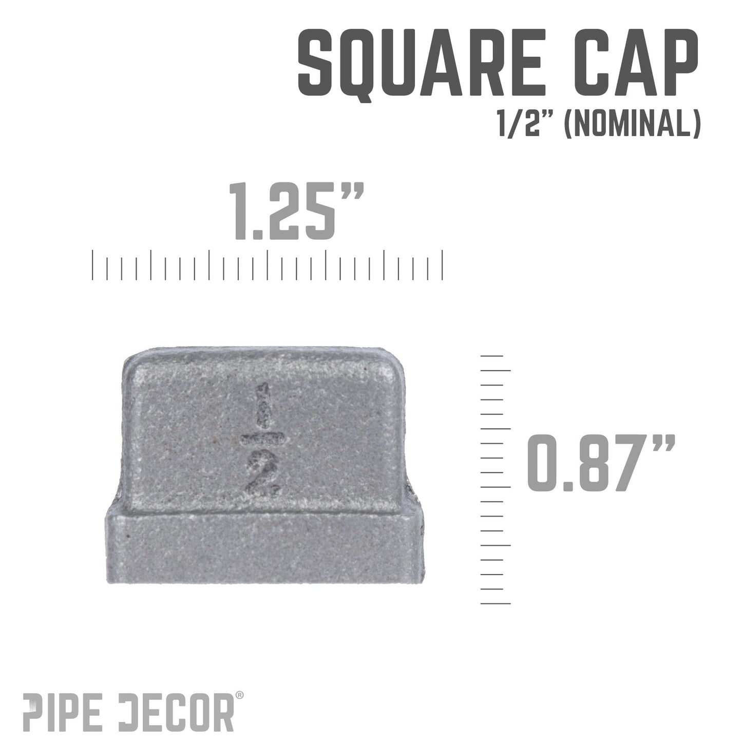 1/2 in. Black Square Cap