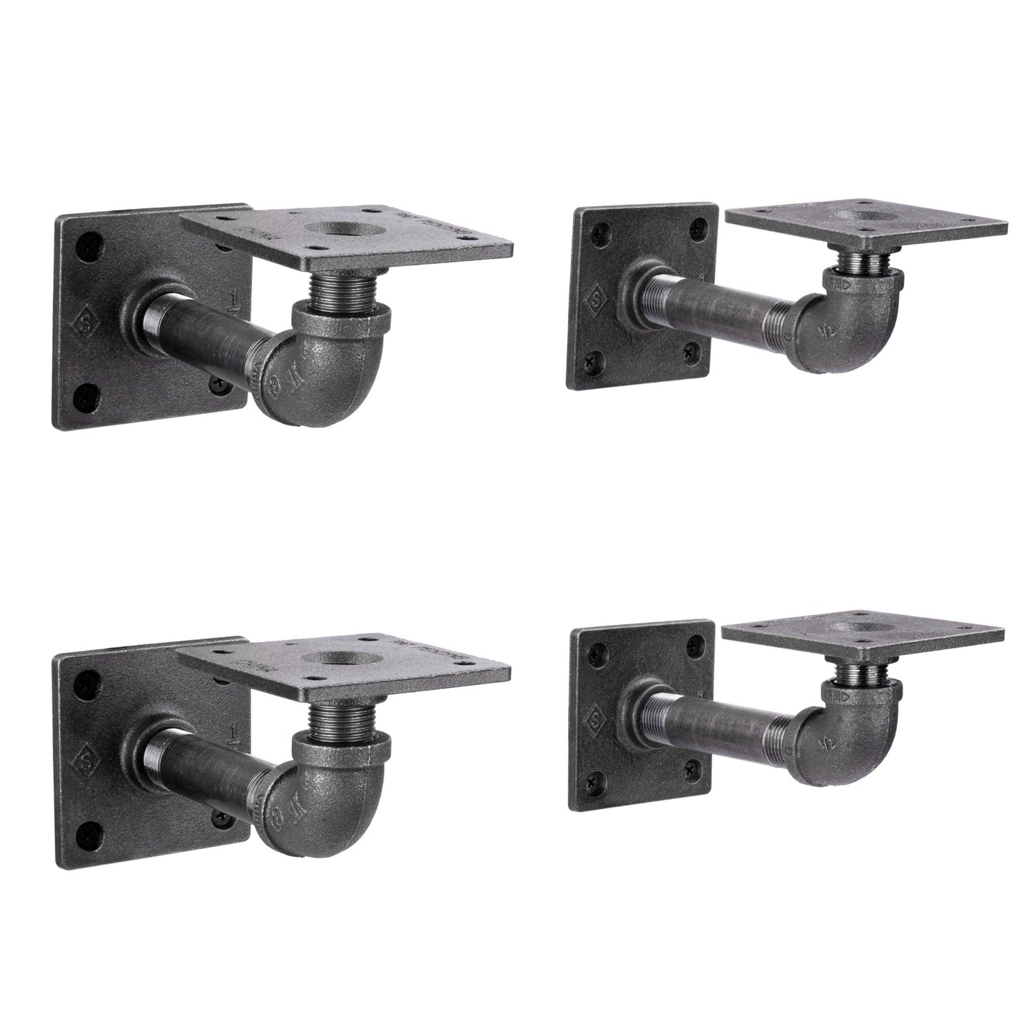 1/2 in. x 4 in. Square Double Flange Shelf Bracket Kit, 4 Pack PIPE DECOR