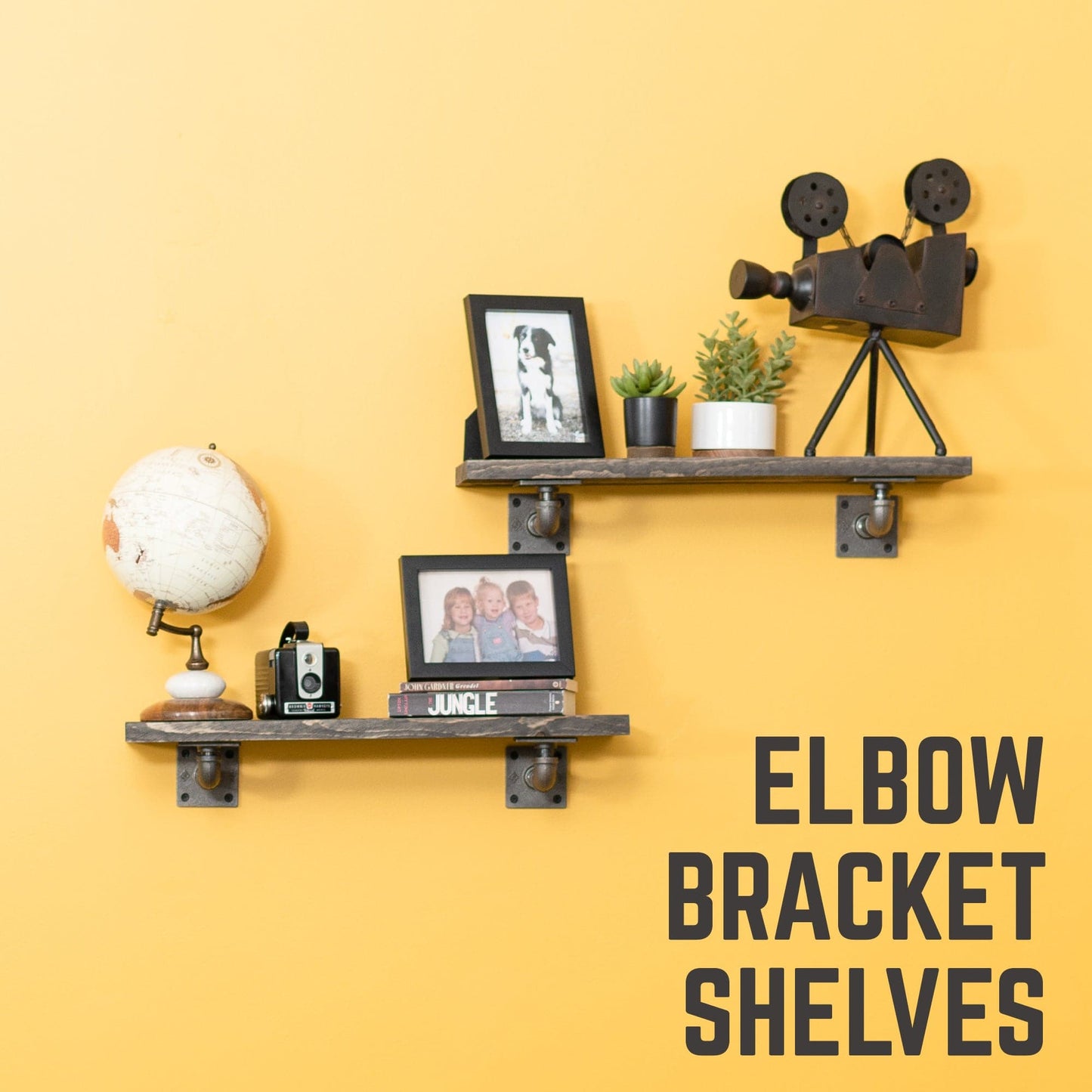 1/2 in. x 4 in. Square Double Flange Shelf Bracket Kit, 4 Pack PIPE DECOR