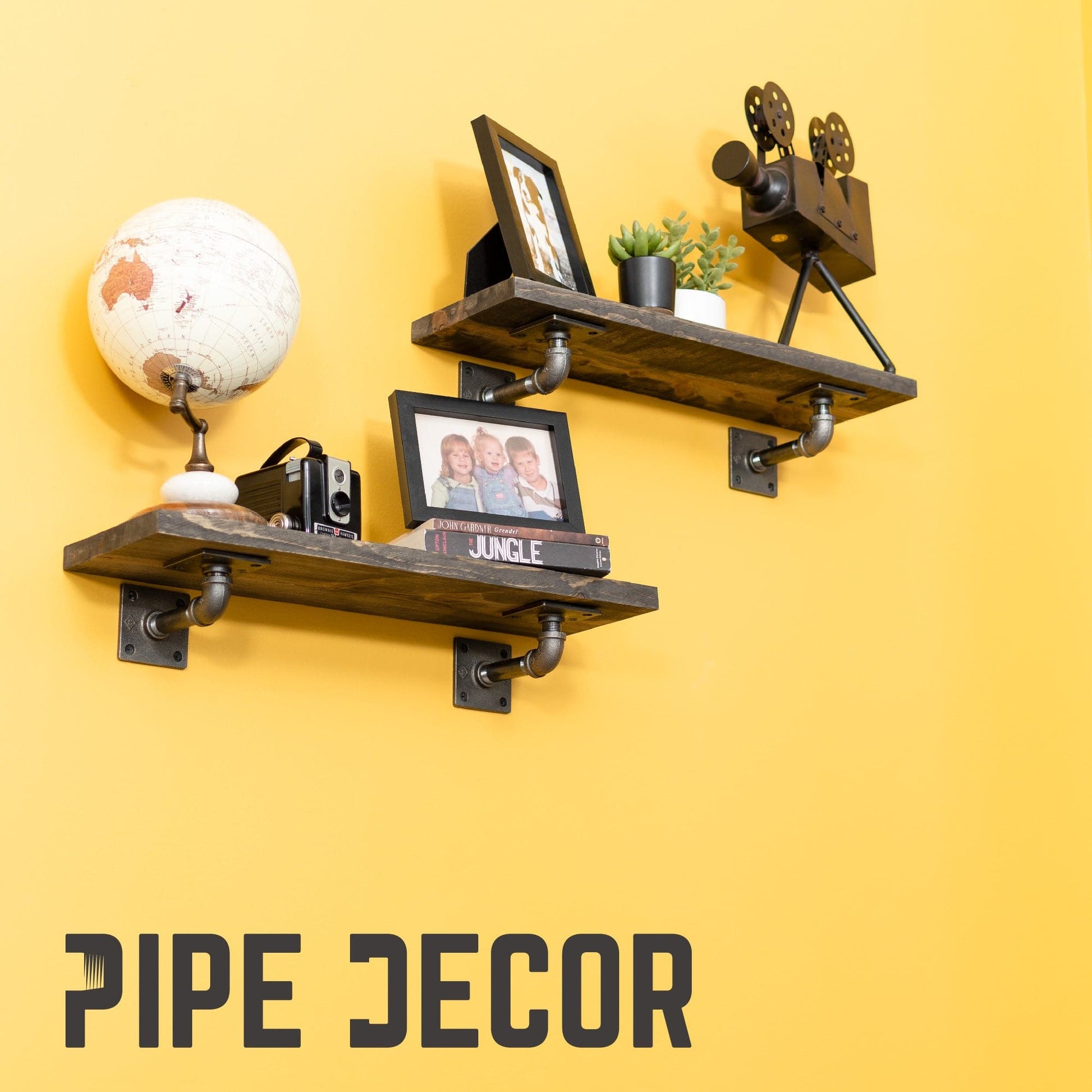 1/2 in. x 4 in. Square Double Flange Shelf Bracket Kit, 4 Pack PIPE DECOR