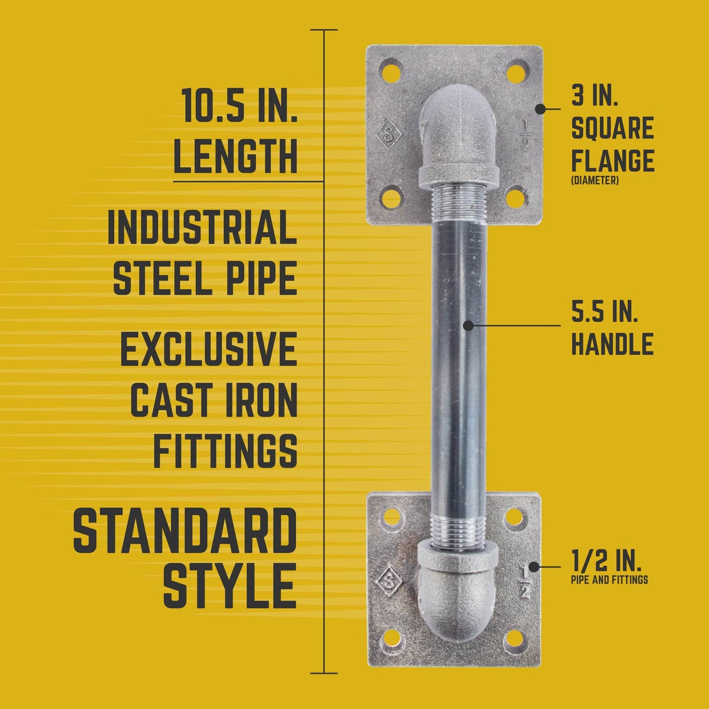 1/2 in. Square Barn Door Handle – 10.5 in. L PIPE DECOR