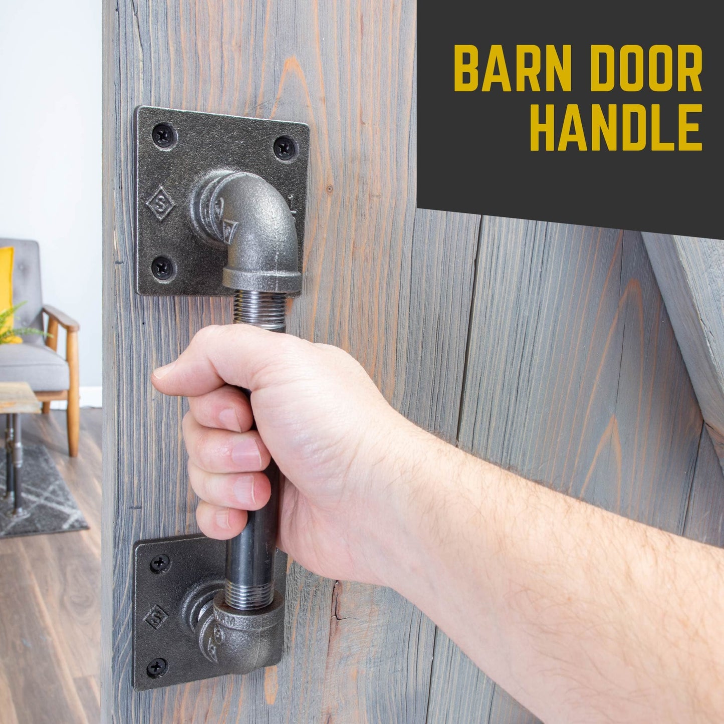 1/2 in. Square Barn Door Handle – 10.5 in. L PIPE DECOR
