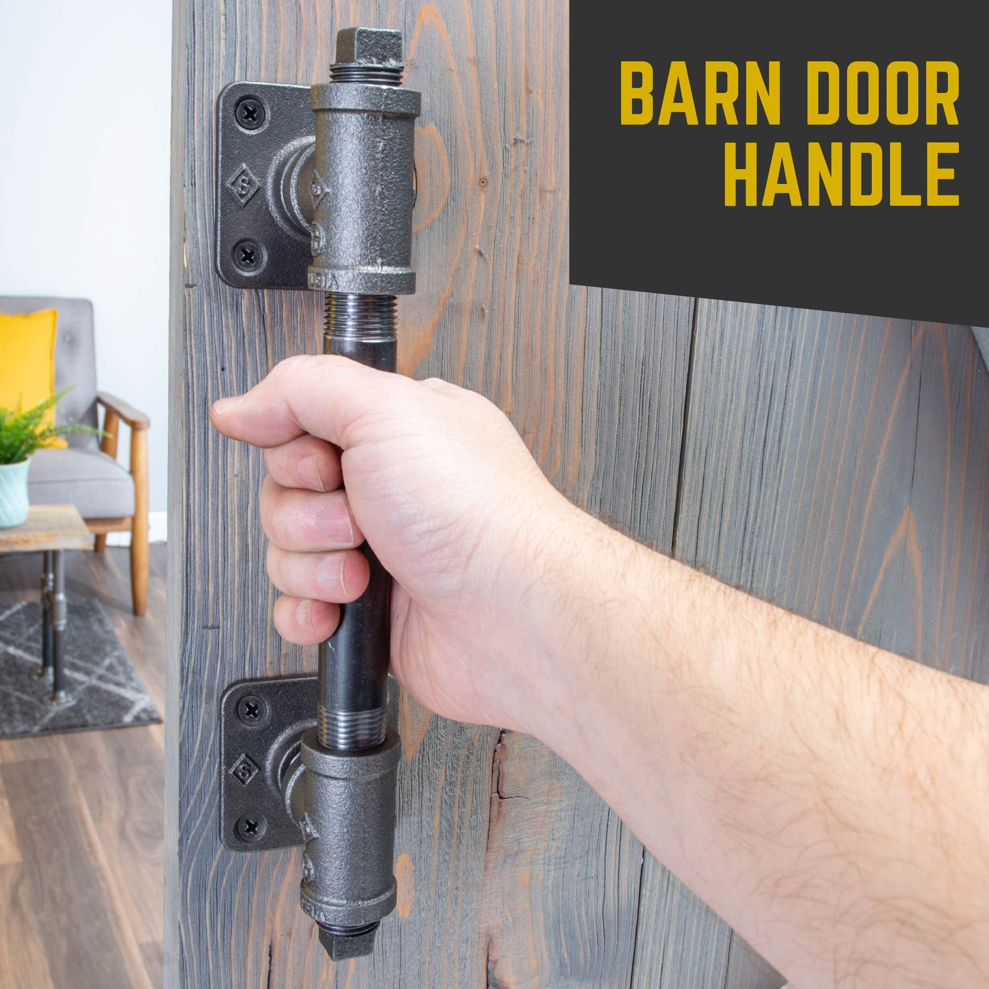 1/2 in. Tee Barn Door Handle, Mini-Square Flange – 10.75 in. L PIPE DECOR
