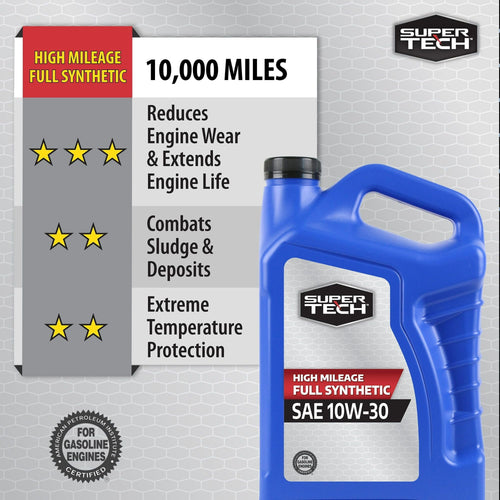 Super Tech High Mileage SAE 10W-30 Motor Oil, 5 Quarts EasyOptionXY LLC