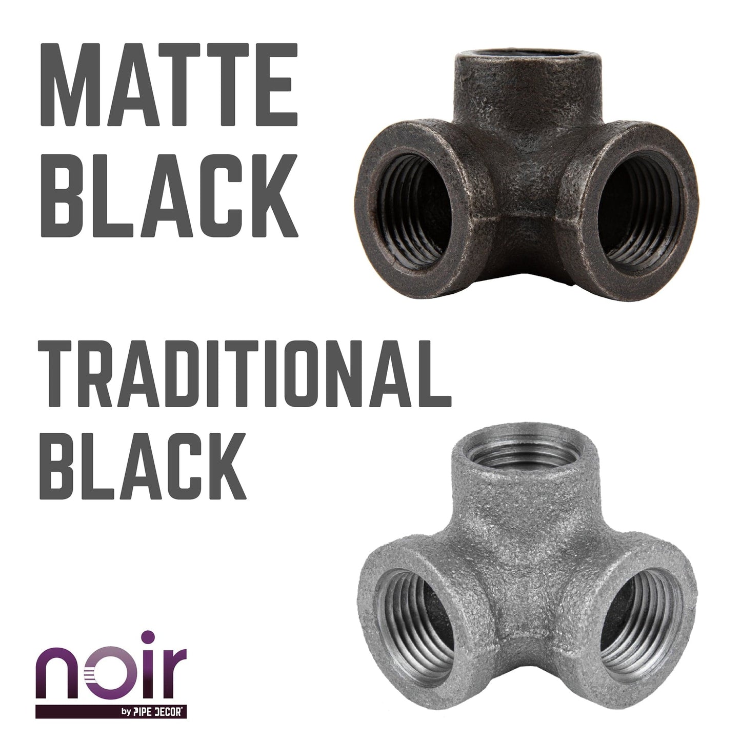 1/2 in.  Prefinished Matte Black Side Outlet Elbow PIPE DECOR