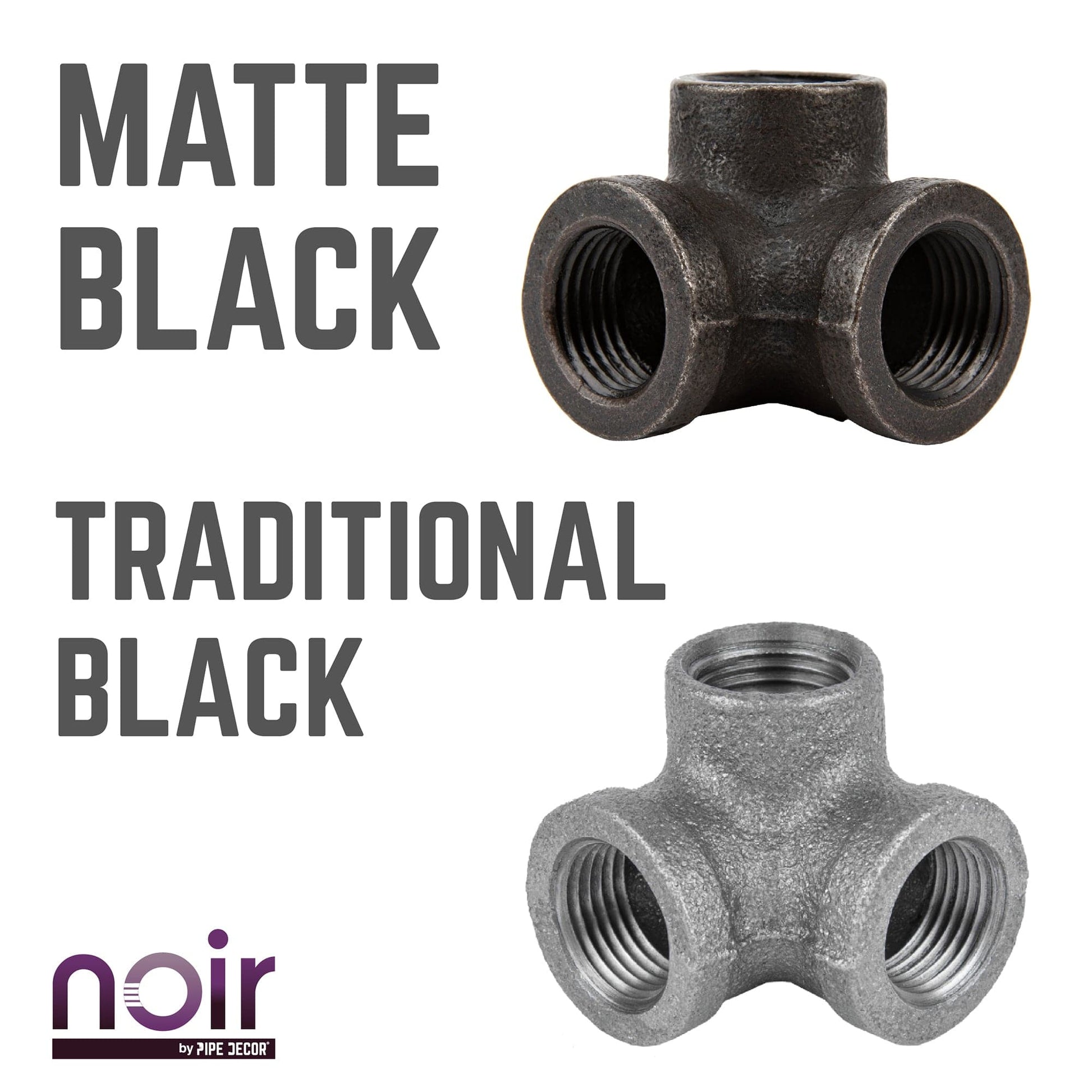 1/2 in.  Prefinished Matte Black Side Outlet Elbow PIPE DECOR