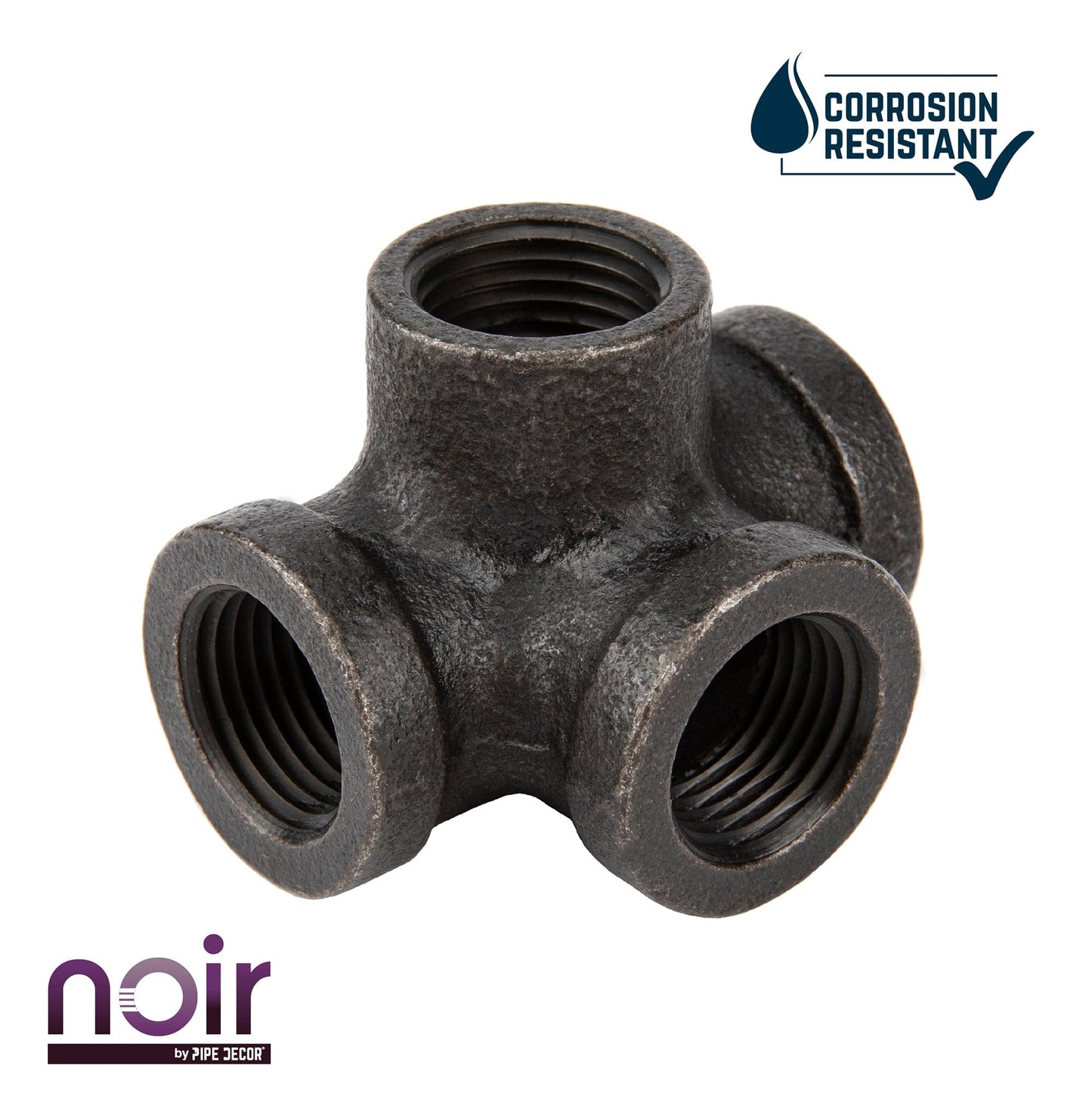 1/2 in.  Prefinished Matte Black Side Outlet Tee PIPE DECOR