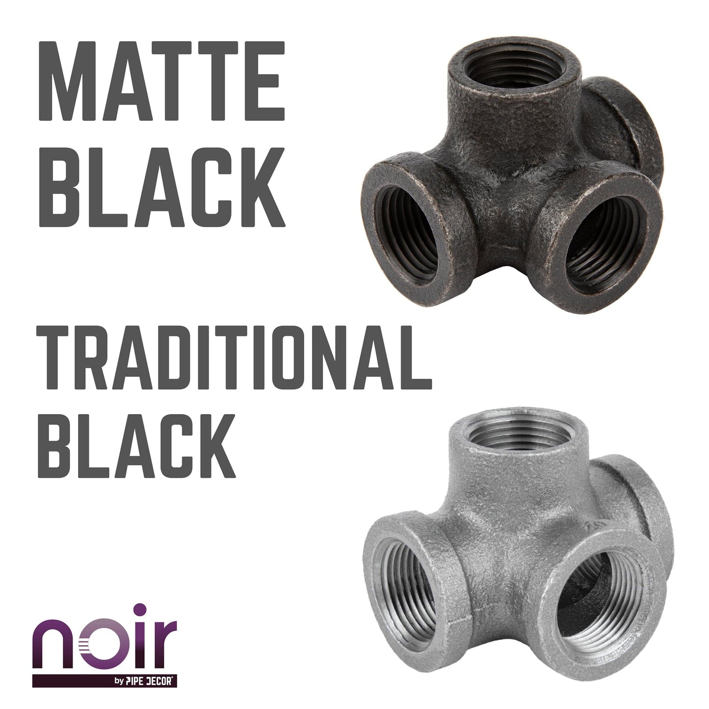 1/2 in.  Prefinished Matte Black Side Outlet Tee PIPE DECOR