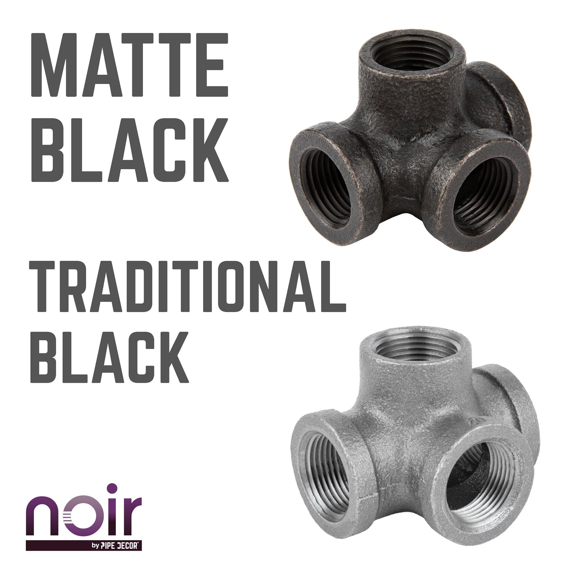 1/2 in.  Prefinished Matte Black Side Outlet Tee PIPE DECOR