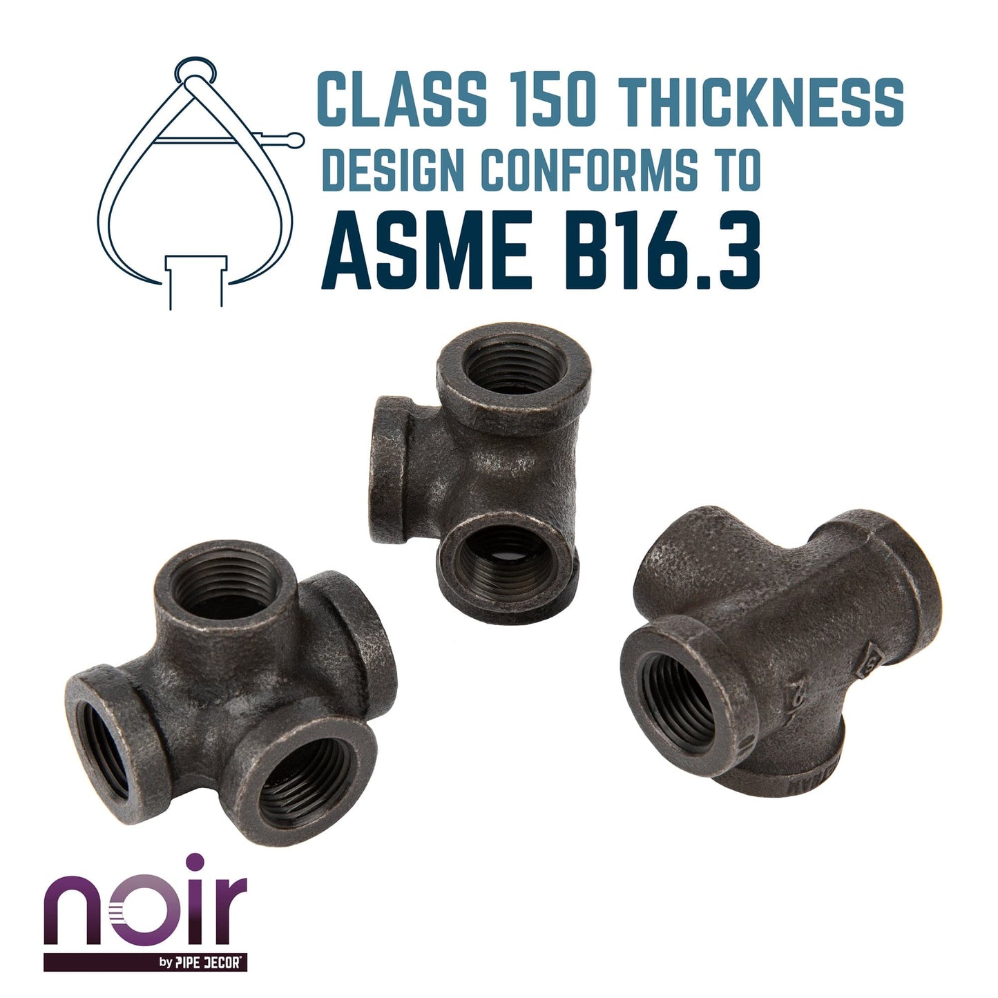1/2 in.  Prefinished Matte Black Side Outlet Tee PIPE DECOR