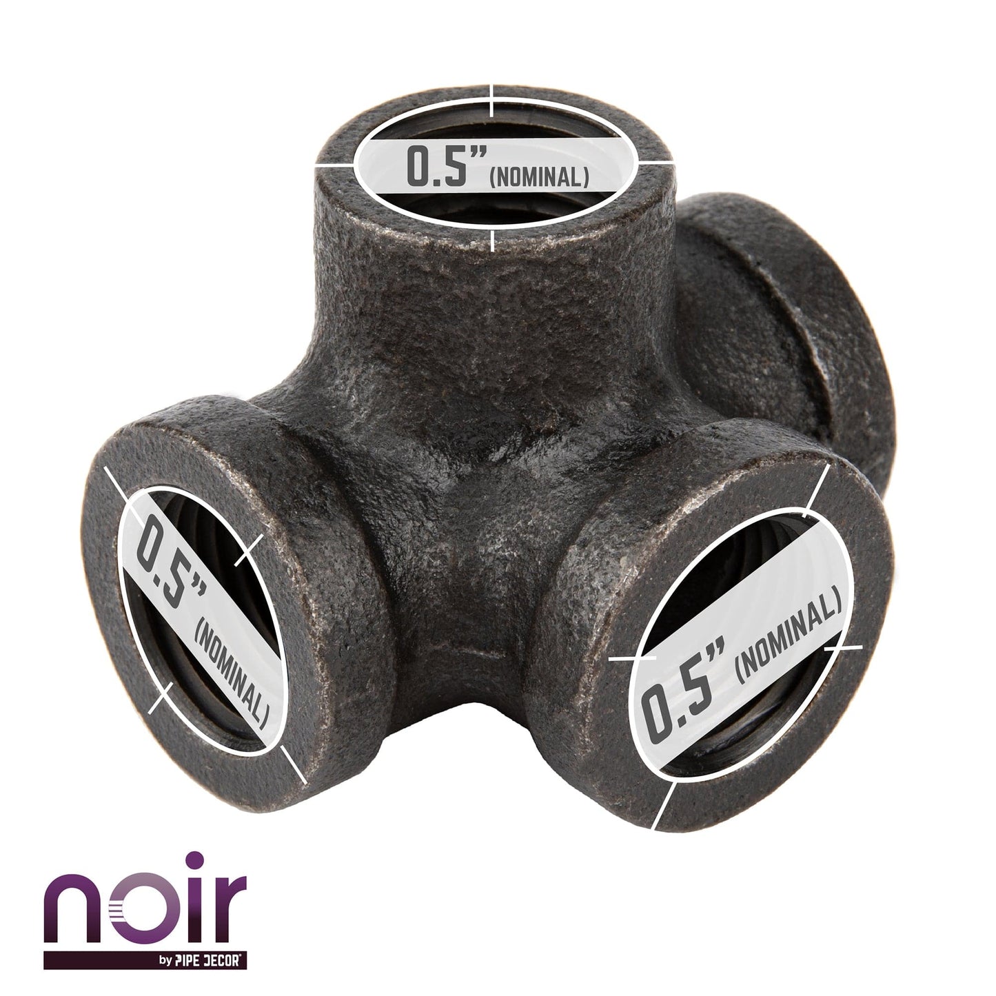 1/2 in.  Prefinished Matte Black Side Outlet Tee PIPE DECOR