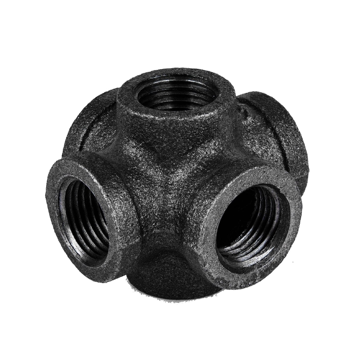 1/2 in. Prefinished Matte Black 6-Way Fitting PIPE DECOR