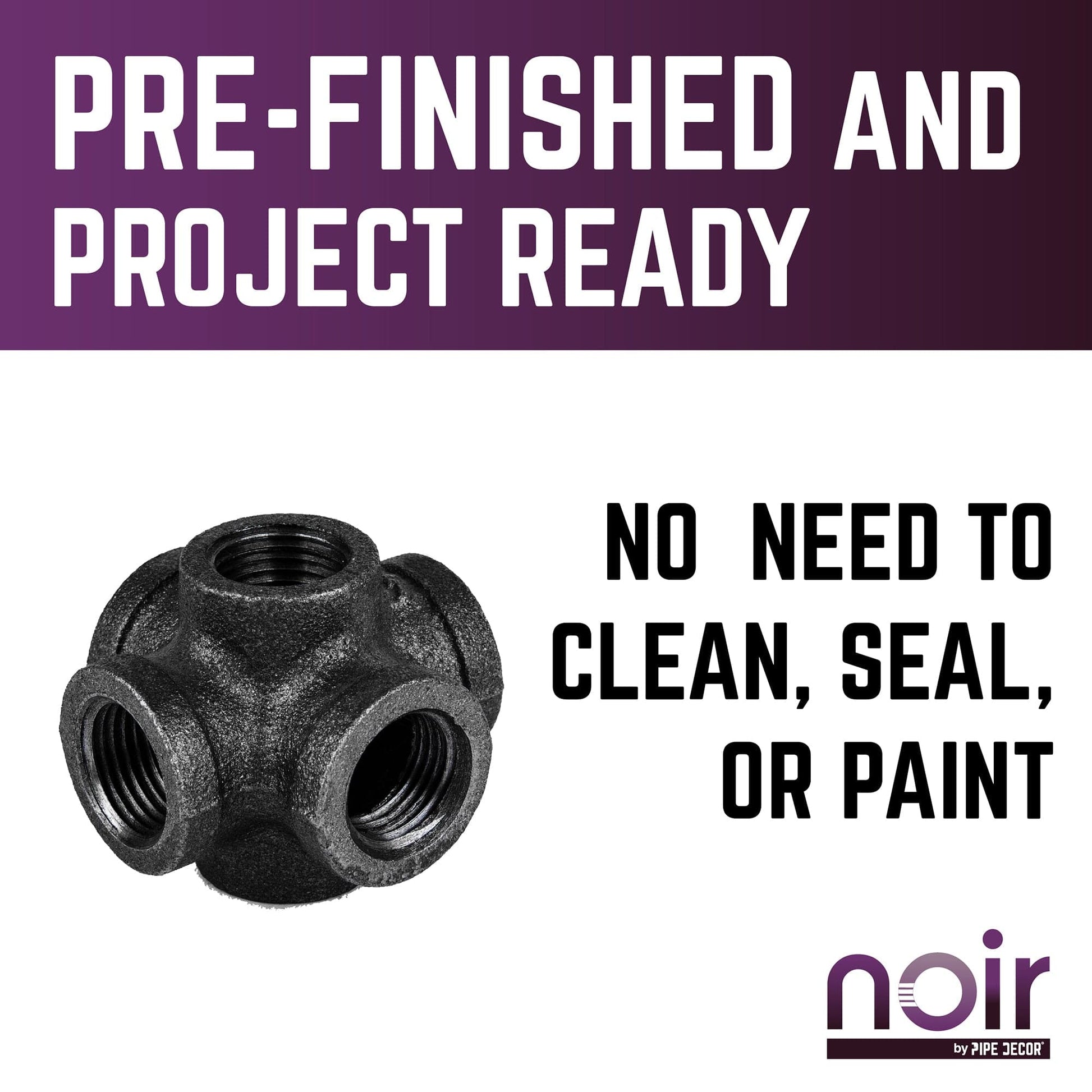 1/2 in. Prefinished Matte Black 6-Way Fitting PIPE DECOR